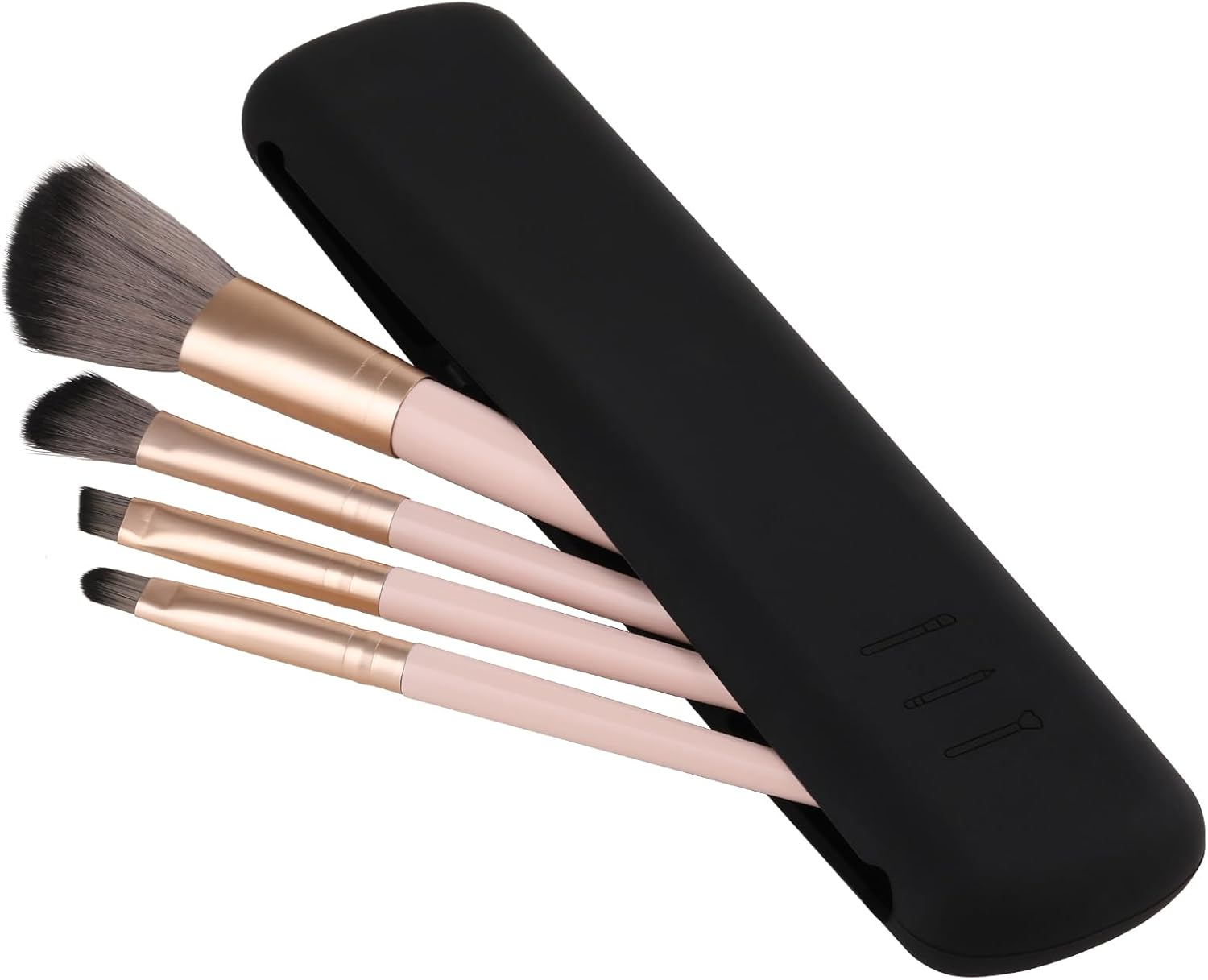 Geeric Silicone Cosmetic Bags, Travel Makeup Brush Holder Portable Cosmetic Face Brushes Organizer for Travelling Lightweight Makeup Brush Case Pouch Holder for Woman Black image number 4