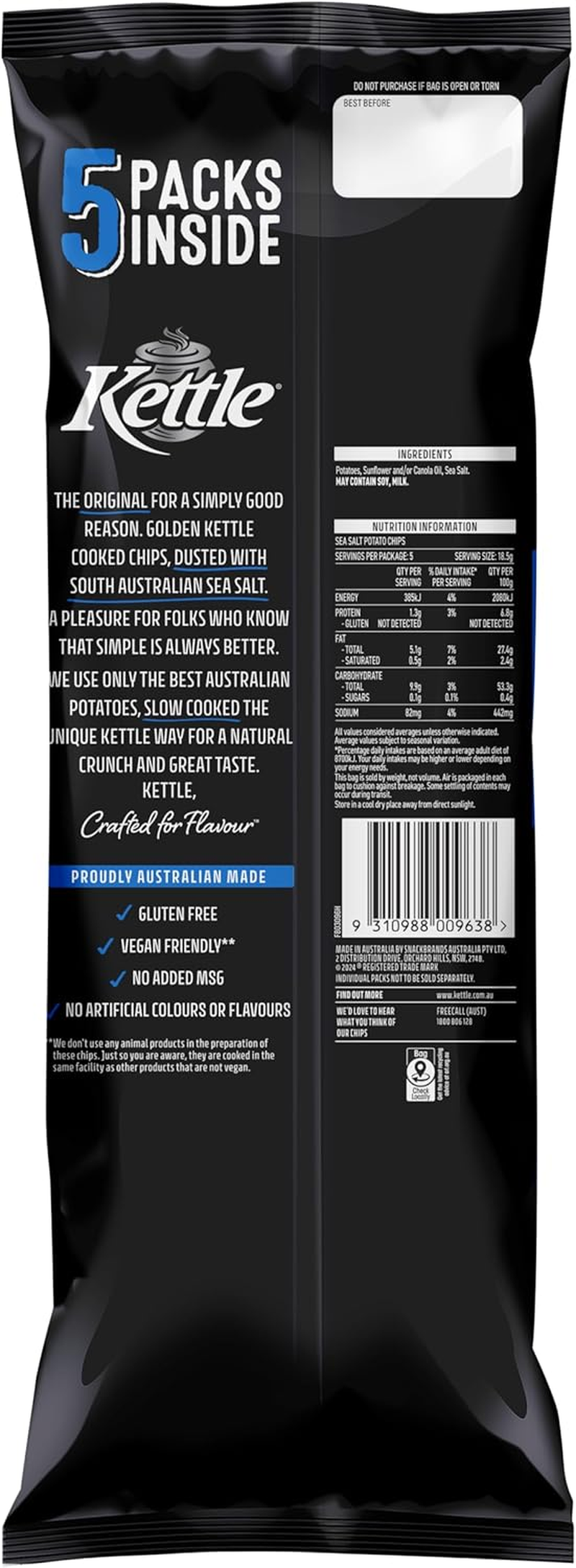 Kettle Sea Salt Chips 92 G image number 2