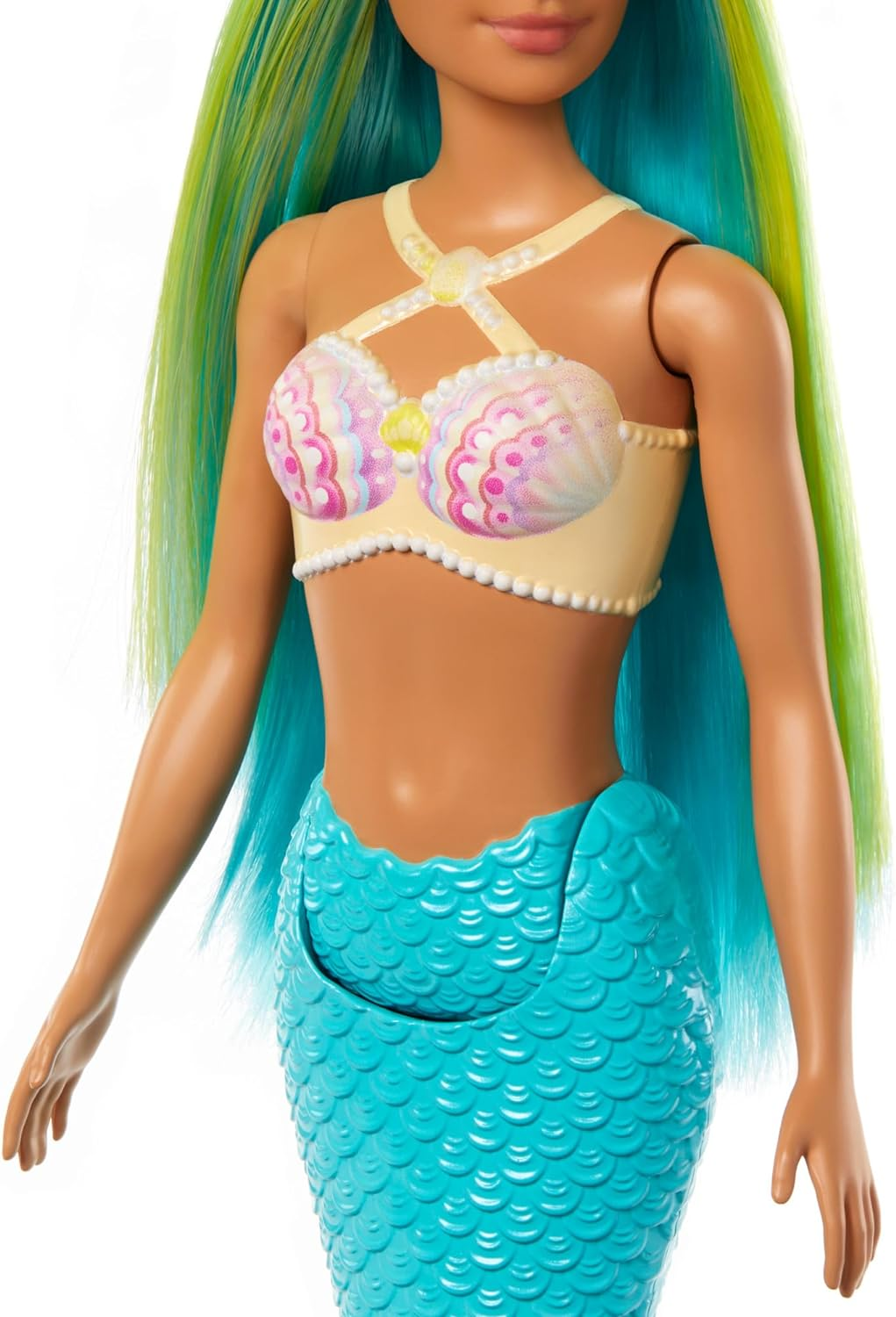 Barbie Mermaid Dolls with Fantasy Hair and Headband Accessories, Mermaid Toys with Shell-Inspired Bodices and Colorful Tails image number 3