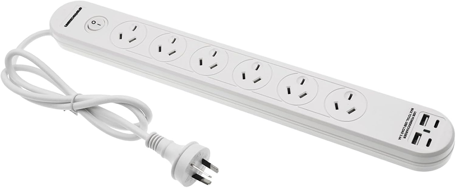 6 Outlets Power Board Overload Protection with 2Xusb-A 2Xusb-C,Power Board with Protected Indicator Light with 1 Meter Cable SAA Apporved Safety Wall Mounted 6 Outlets with 2Xusb-A/2Xusb-C Ports image number 6