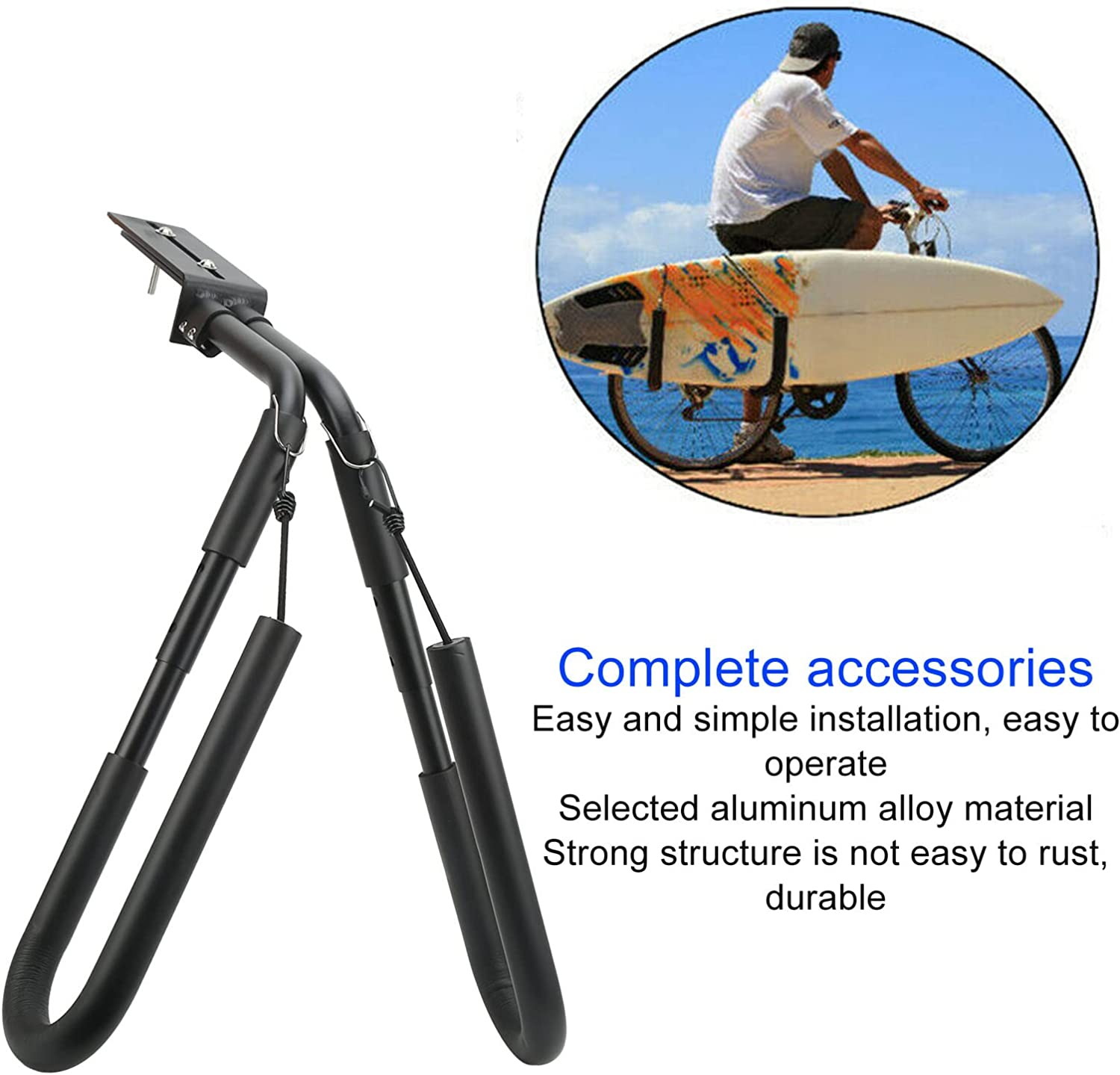 Moped Surfboard Racks, Aluminum Alloy Removable Surf Board Carrier for Sports, Outdoors, Portable Longboard Storage Rack for Electric Bikes, Motorbike, Motorcycle image number 3