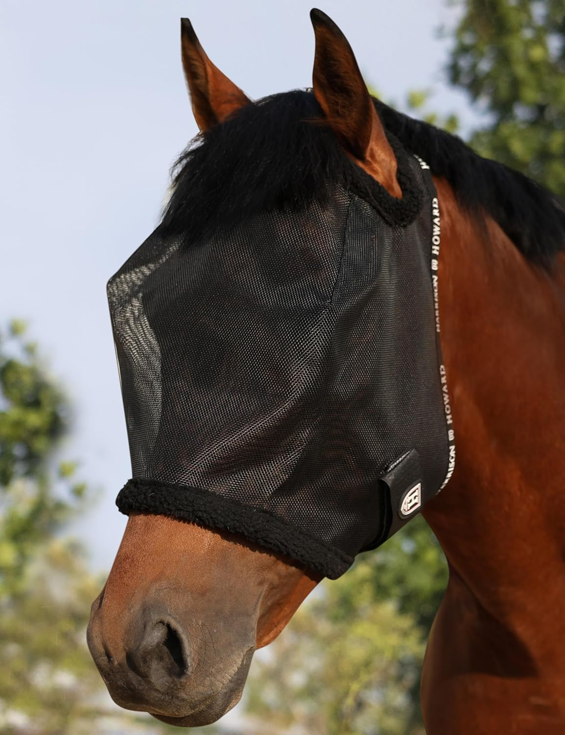 Harrison Howard All round Mesh Horse Fly Mask UV Protective with Fleece Padded Edging Purple L image number 0