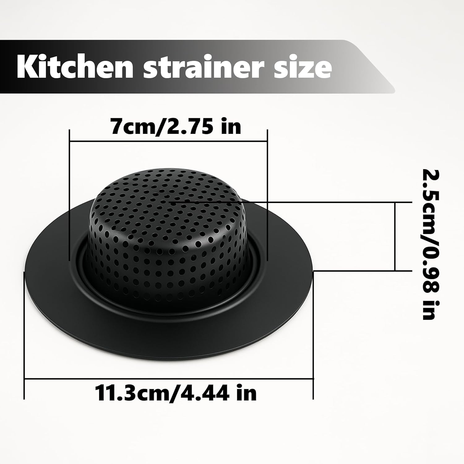 2 Pack Kitchen Sink Strainer - 11.3Cm Wide Rim Stainless Steel Drain Catcher - Fits 7Cm Drain Hole (Standard AU Sinks) - Anti-Clog Food Waste Filter & Rustproof (Matte Black) - Polished Silver image number 7