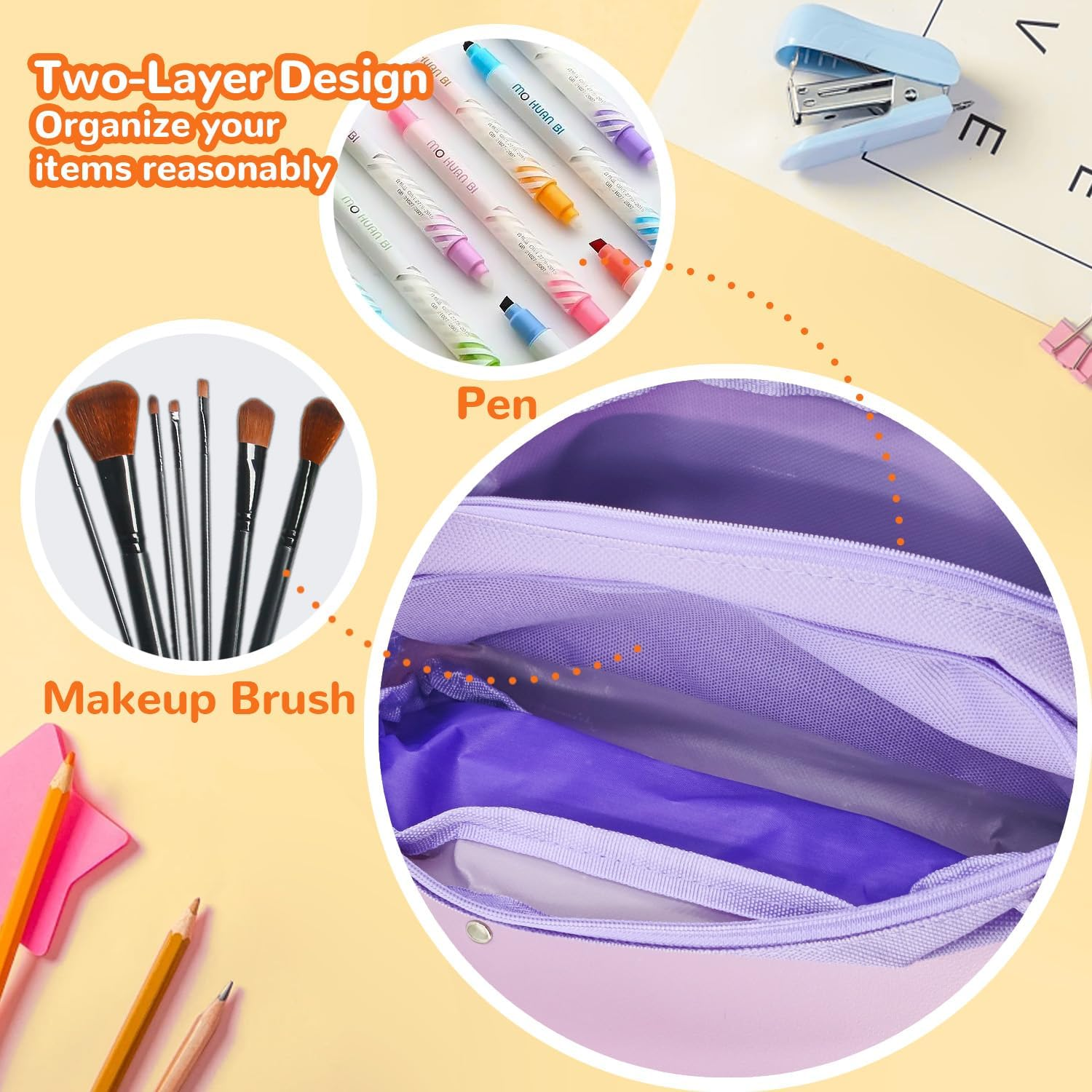 Heartquakes Cute Pencil Pouch Kawaii Big Pencil Case - Cute School Supplies for Girls - Holds up to 50 Pens image number 5