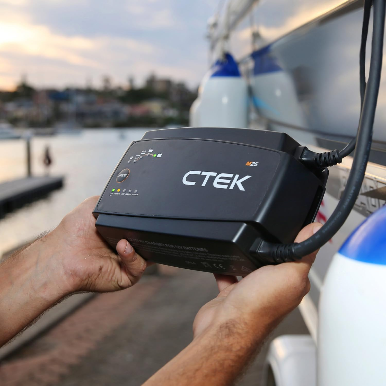 CTEK M25, Battery Charger and Power Supply 25A 12V for Larger Marine Batteries, Battery Tender and Maintainer, 12V Lithium Ion Battery Charger for Boats, with Reconditioning and AGM Modes image number 4