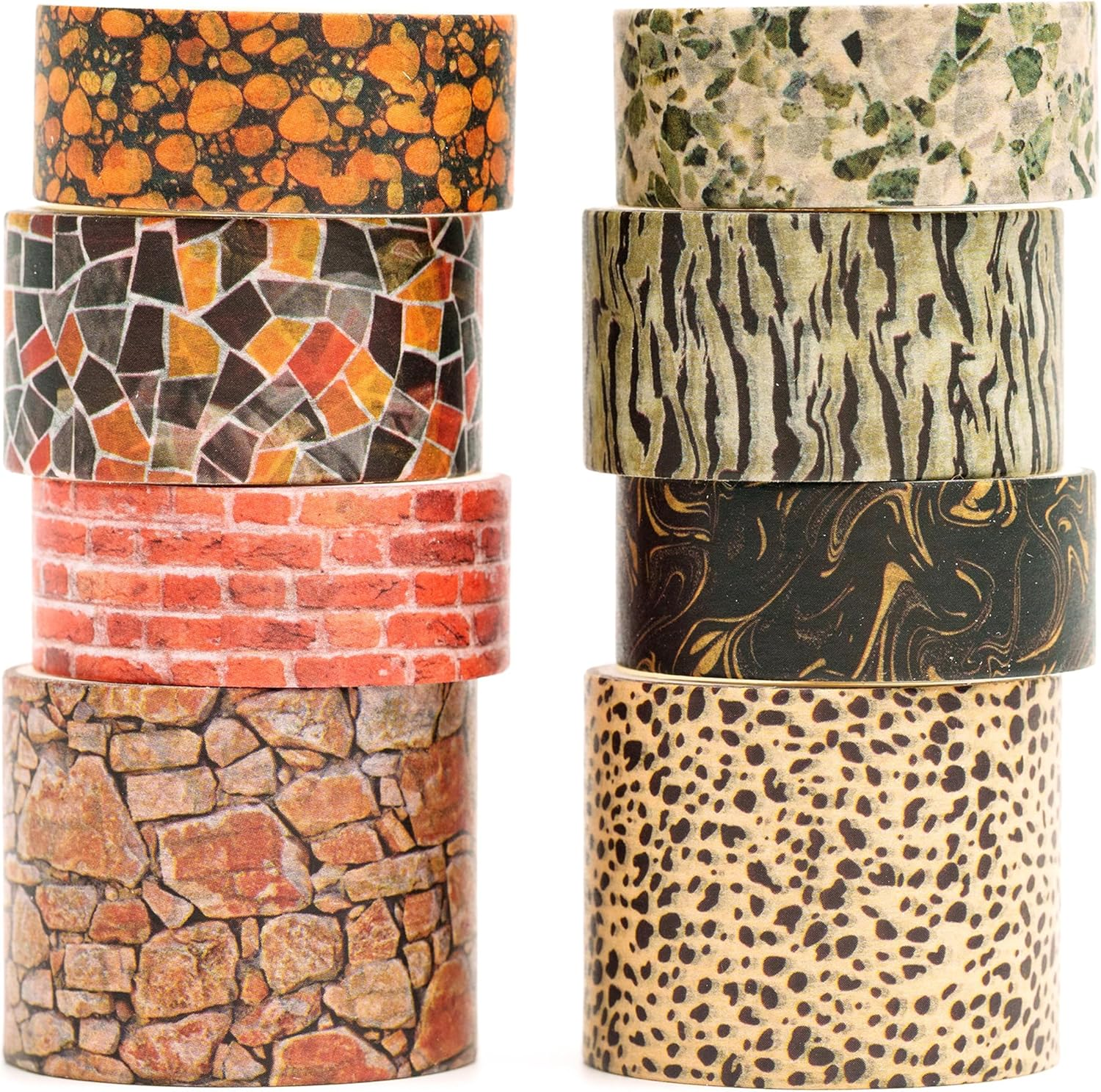 8 Rolls Retro Washi Tape Set Vintage Arts Adhesive Tapes Wide Painting Patterned Decorative Masking Tape Sets for Craft, Kids, Scrapbook, DIY, Gift Wrapping (Flowers & Plants)