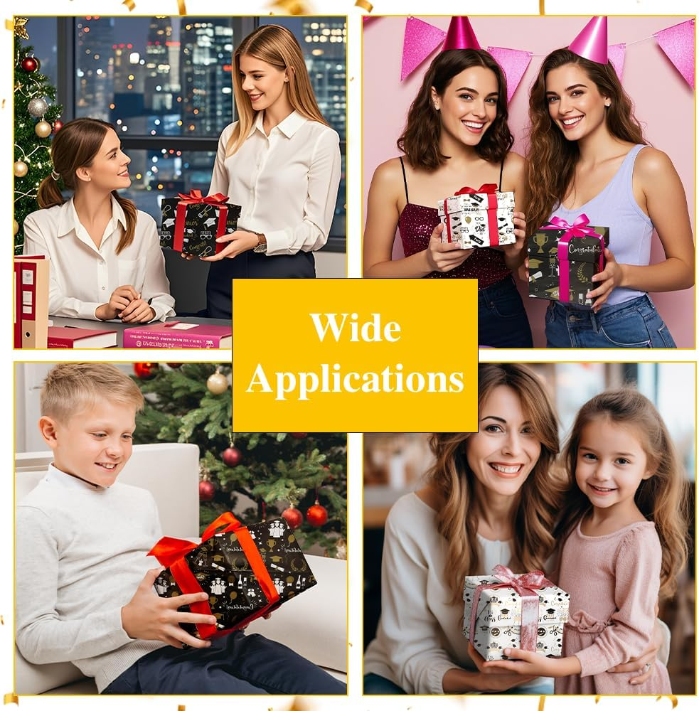 Rugwioyu Graduation Wrapping Paper 12 Sheets 20X27In Folded Flat Gift Wrapping Paper 4 Style Foil Funny Wrapping Paper Gift Wrapping Supplies Graduation Packaging Paper for 2025 image number 6