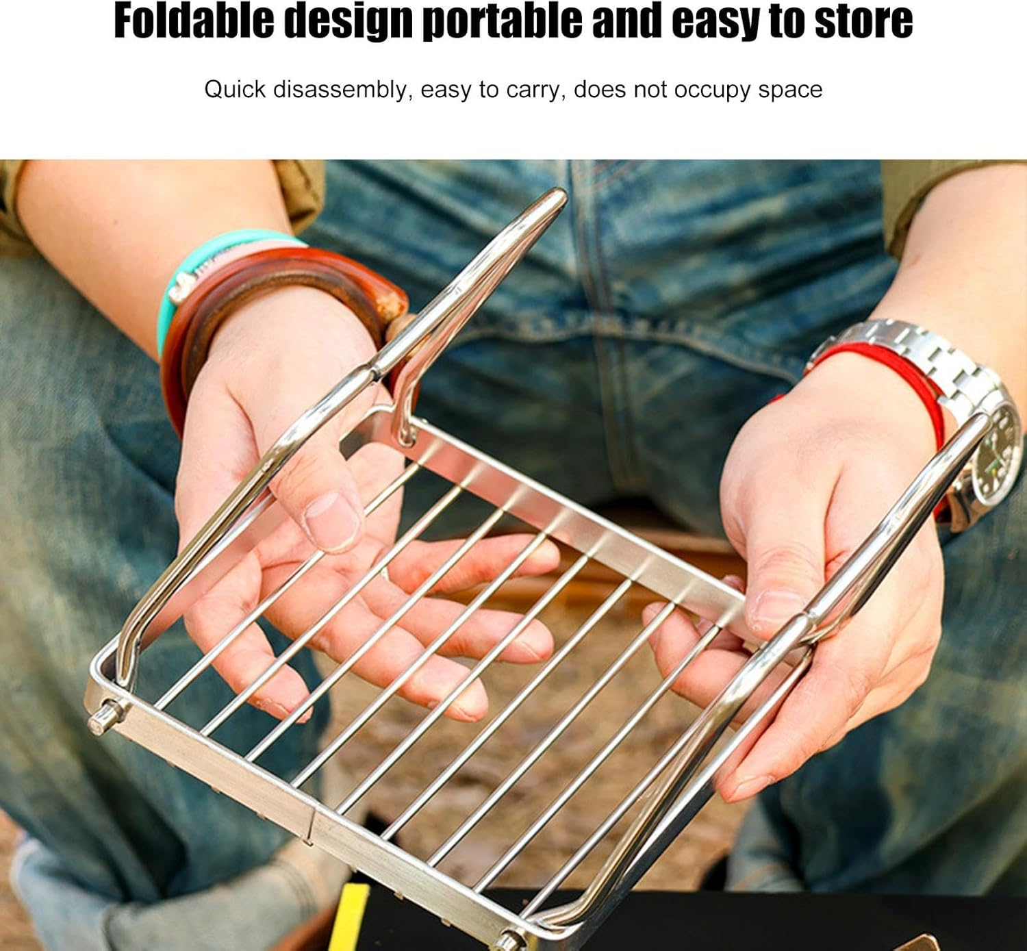 Folding Camp Fire Grills,Camp Fire Grill with Folding Design | Portable Camping Grill Cooking Equipment BBQ Grill Grate Camping Cooking Accessories for Backpacking, Hiking