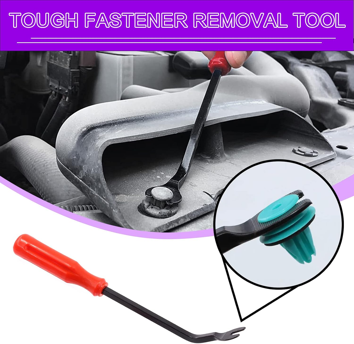 Swpeet 8Pcs 8 Auto Trim Removal Tool Kit with Fastener Remover Assortment Kit, No-Scratch Pry Tool Kit Interior Door Panel Clip Fastener Removal for Car Vehicle Dash Audio Installer image number 5