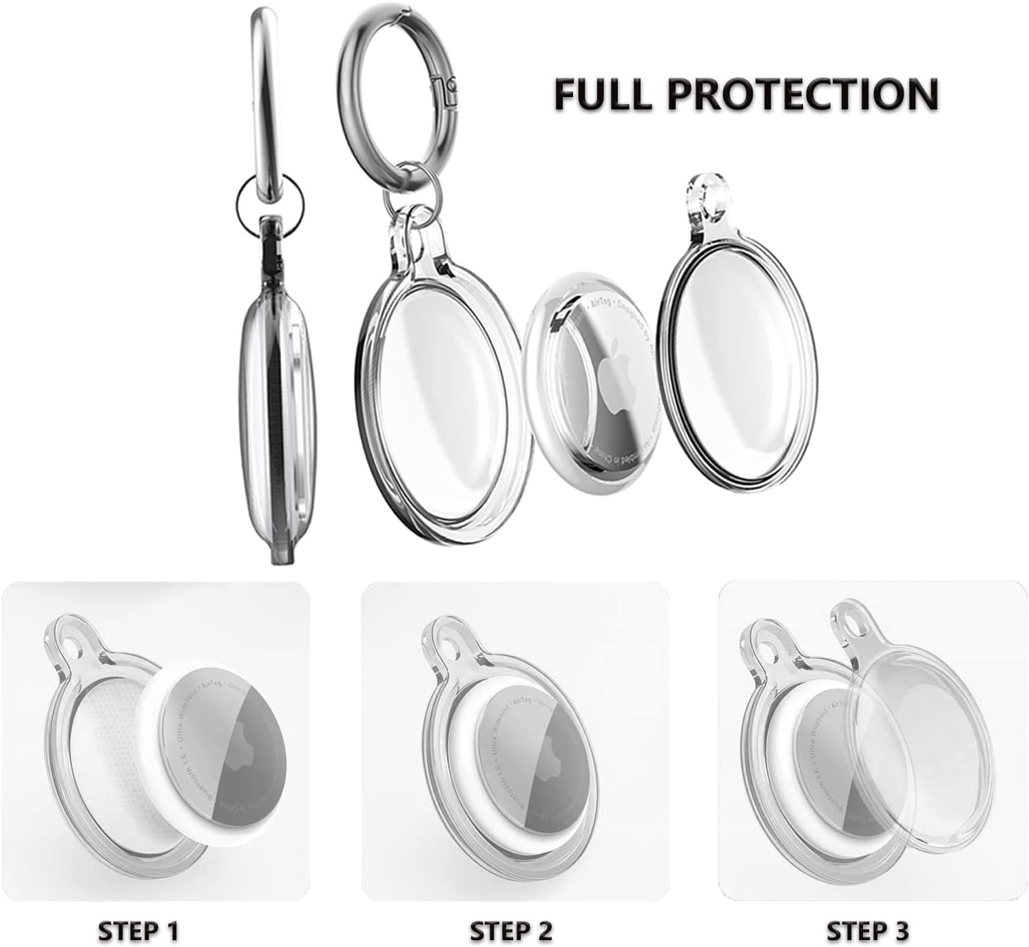 Airtag Keychain Holder (4 Pack) for Apple Airtags Anti-Lost Air Tag Holder Case Compatible with Car Keys Luggage Dog Collar - Blackpinkgreenblue image number 6