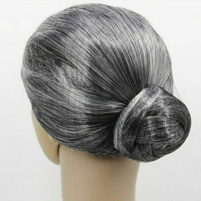 Grandma Wig Old Lady Woman Grey Silver Granny Mother Dress up for Parties, Unisex & One Size Fits All image number 5