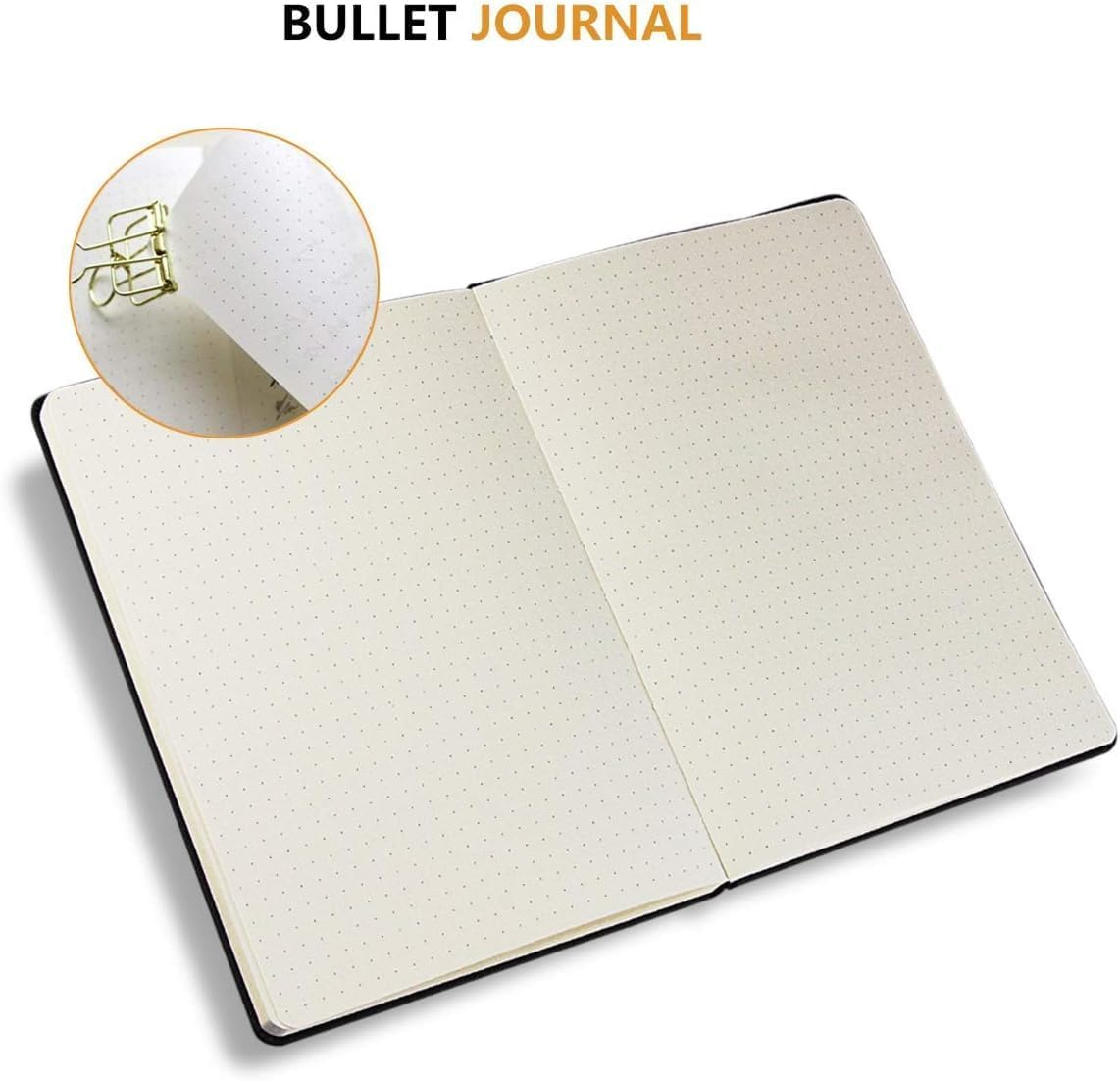 Classic Dotted Notebook Journals - Black A5 PU Leather Hardcover Notebooks for Men and Women, 192 Pages 120 Paper with Inner Pocket, 5.75 &times; 8.5 Inches image number 3