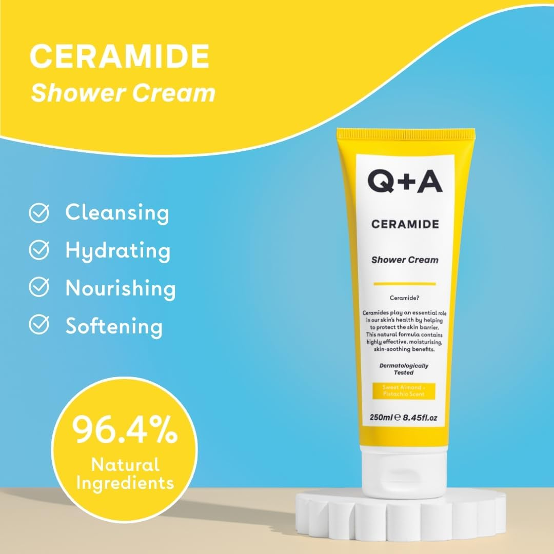 Q+A Ceramide Shower Cream, Provides a Gentle Cleanse, Deeply Nourishing the Skin with a Rich and Creamy Formula of Squalane, Jojoba Seed Oil, and a Sustainable Ceramide Extract from Pineapples, 250Ml image number 5