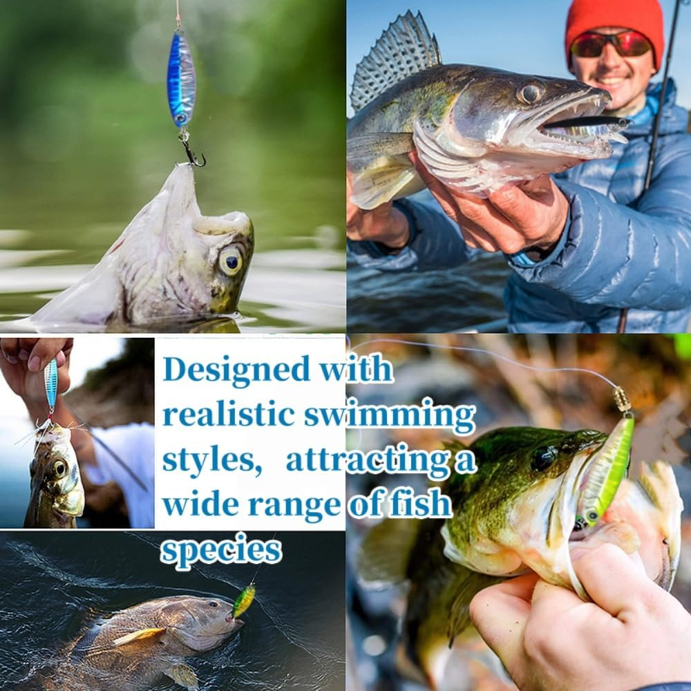 Fishing Lures Kit,Metal Multi-Function Blade Baits,Fishing Spoons of Captain'S Favorite,Shiny Saltwater Jigs for Predators,Great-Action Micro Jigs to Catching More Fish,Freshwater Bass Fishing Lures