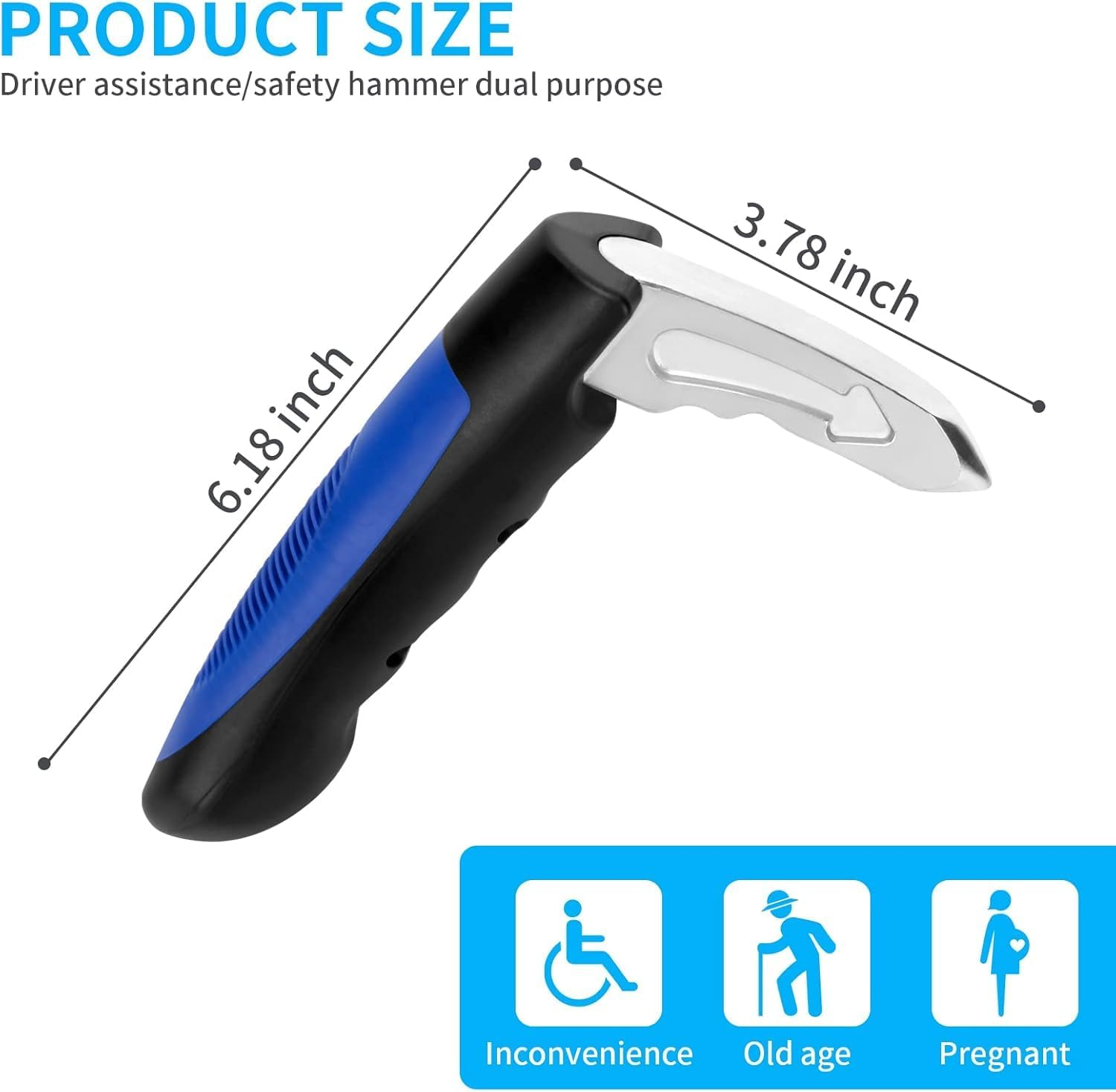 2Pcs Portable Vehicle Support Handle, Elderly Car Assist Handle Cane Automotive Door, Multi-Function Window Breaker Standing Mobility Aid for Elderly Car Emergency Tool, Supports up to 350 Pounds image number 5