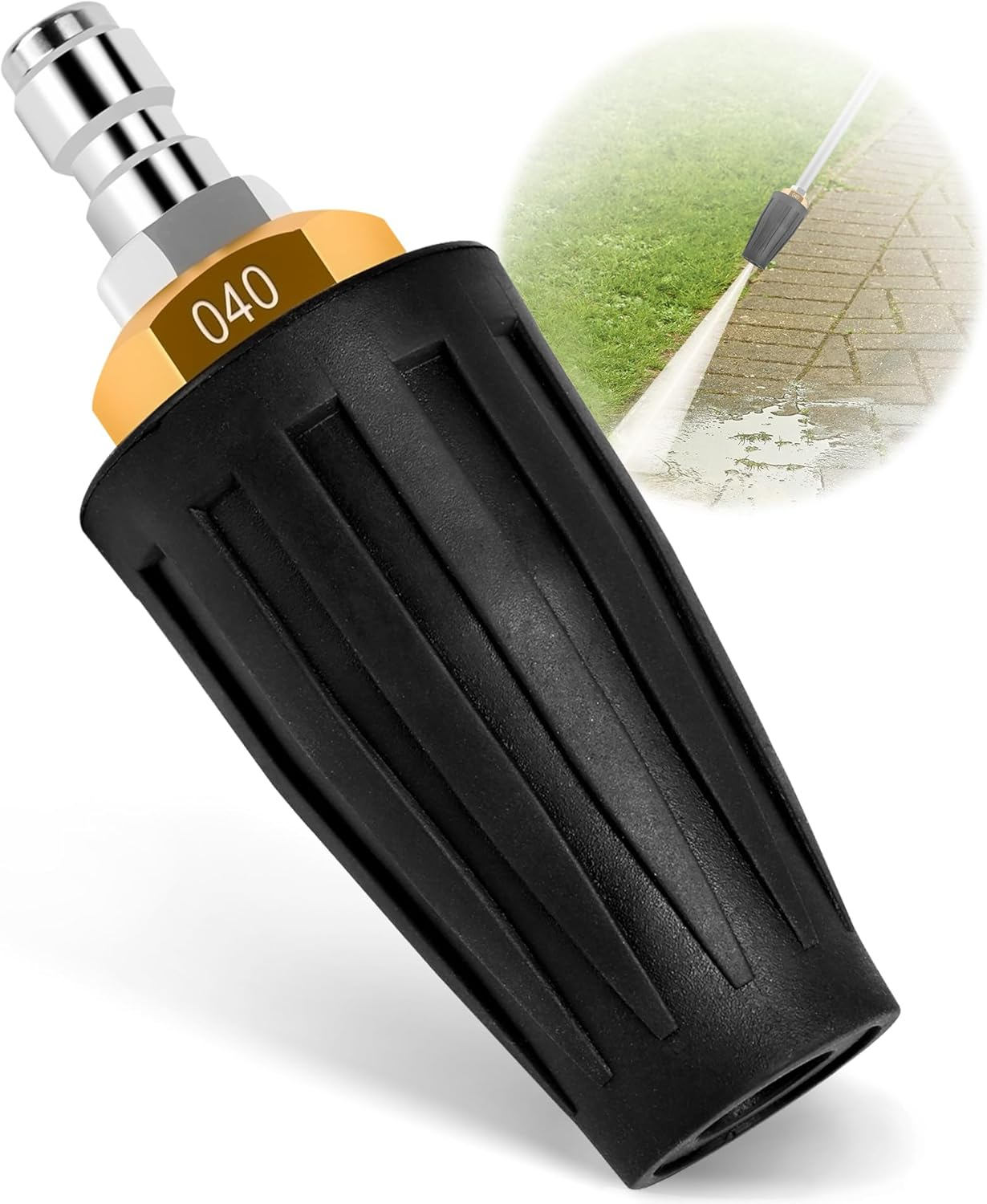 Pressure Washer Turbo Nozzle 4000 PSI - 360&deg; Rotating with 1/4 Inch Quick Connector for Cleaning Brick, Concrete, Vinyl Surfaces (4.0 GPM) image number 2