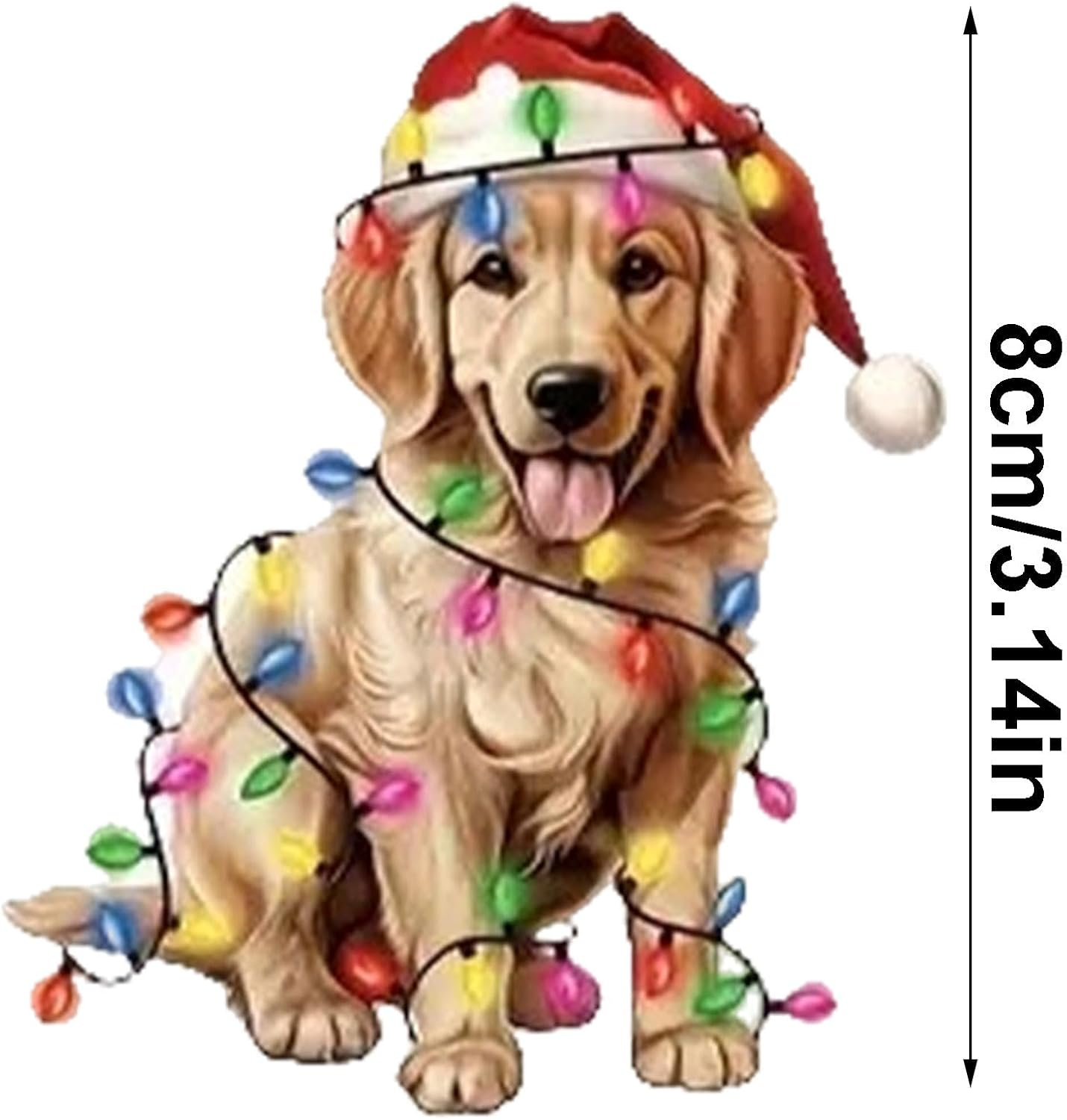 Christmas Tree Acrylic Ornament,6X Holiday Decoration Christmas Hat Dog Pendant 2D Acrylic - Christmas Tree Puppy Ornaments for Walls, Christmas Trees, Car, Backpacks image number 4