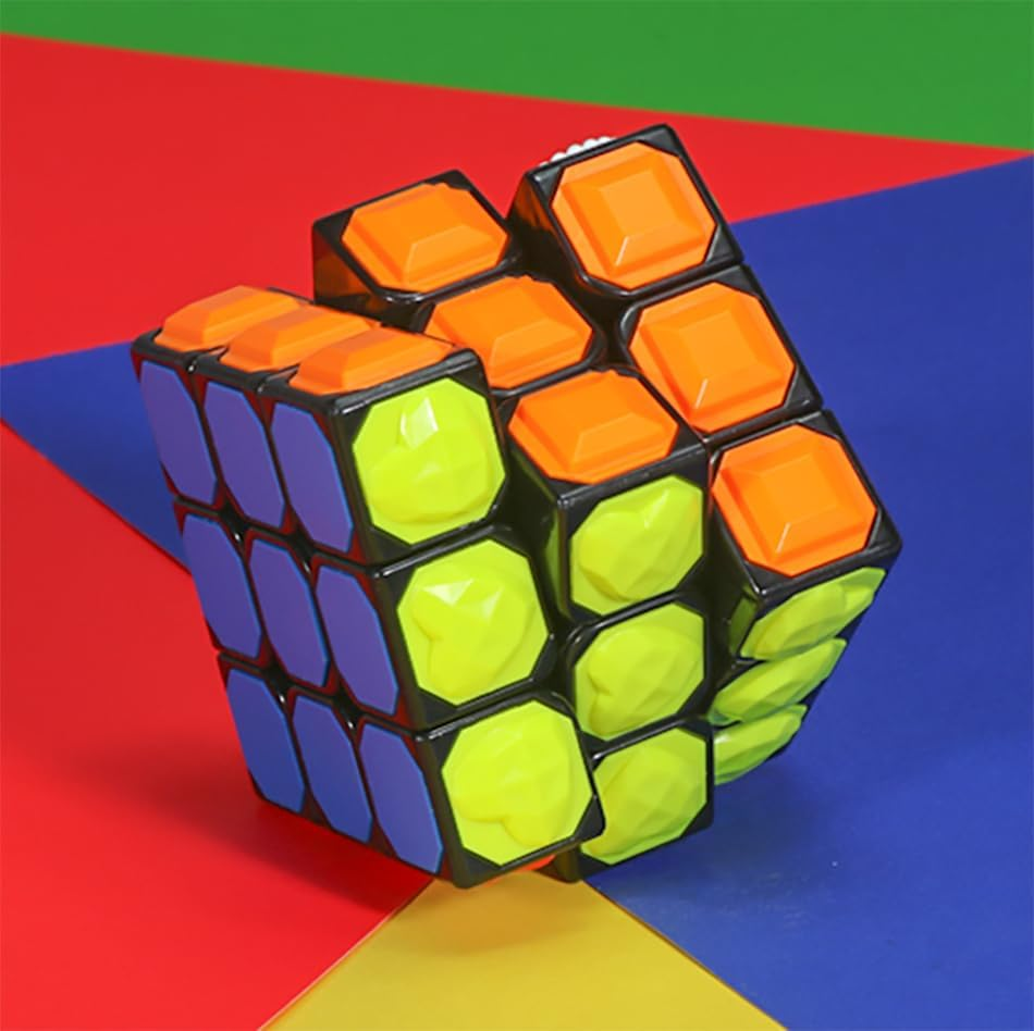 Willking 3X3 Speed Cube Special 3 by 3 Tactile Impression Speed Cube 3X3X3 Magic Speed Cube Puzzles Special Cube Touch Twist Patch Visually Impaired Cube image number 2