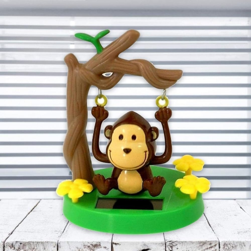 Solar Powered Dancing Monkey, Solar Monkey Swinging Animated Bobble Dancer Solar Powered, Solar Car Dashboard Decor, Cartoon Monkey Swinging Dynamic Auto Ornaments for Office Car Supplies Decoration image number 5