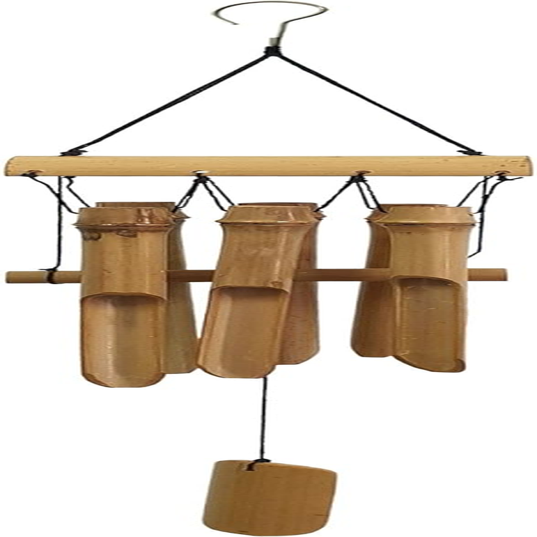 Bamboo Wind Chime Outdoor, 6 Small Bamboo Bell Tubes for Outdoor or Indoor Home D&eacute;cor, Handmade Natural Soothing Sound 23 Inches image number 5
