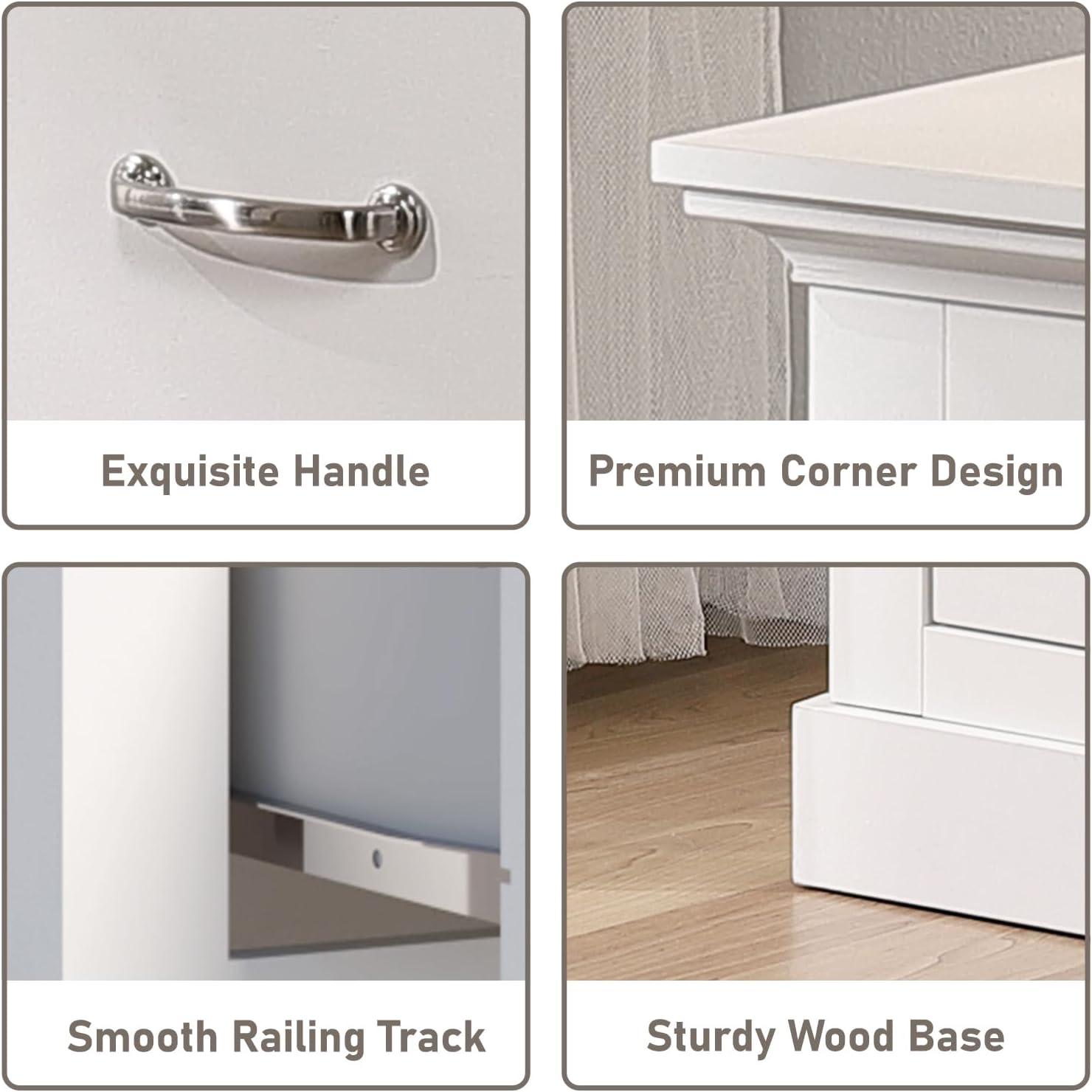 Merryluk White End Table with Dresser, Storage Sofa Side Table, Large Nightstand with Storage for Living Room, Bedroom