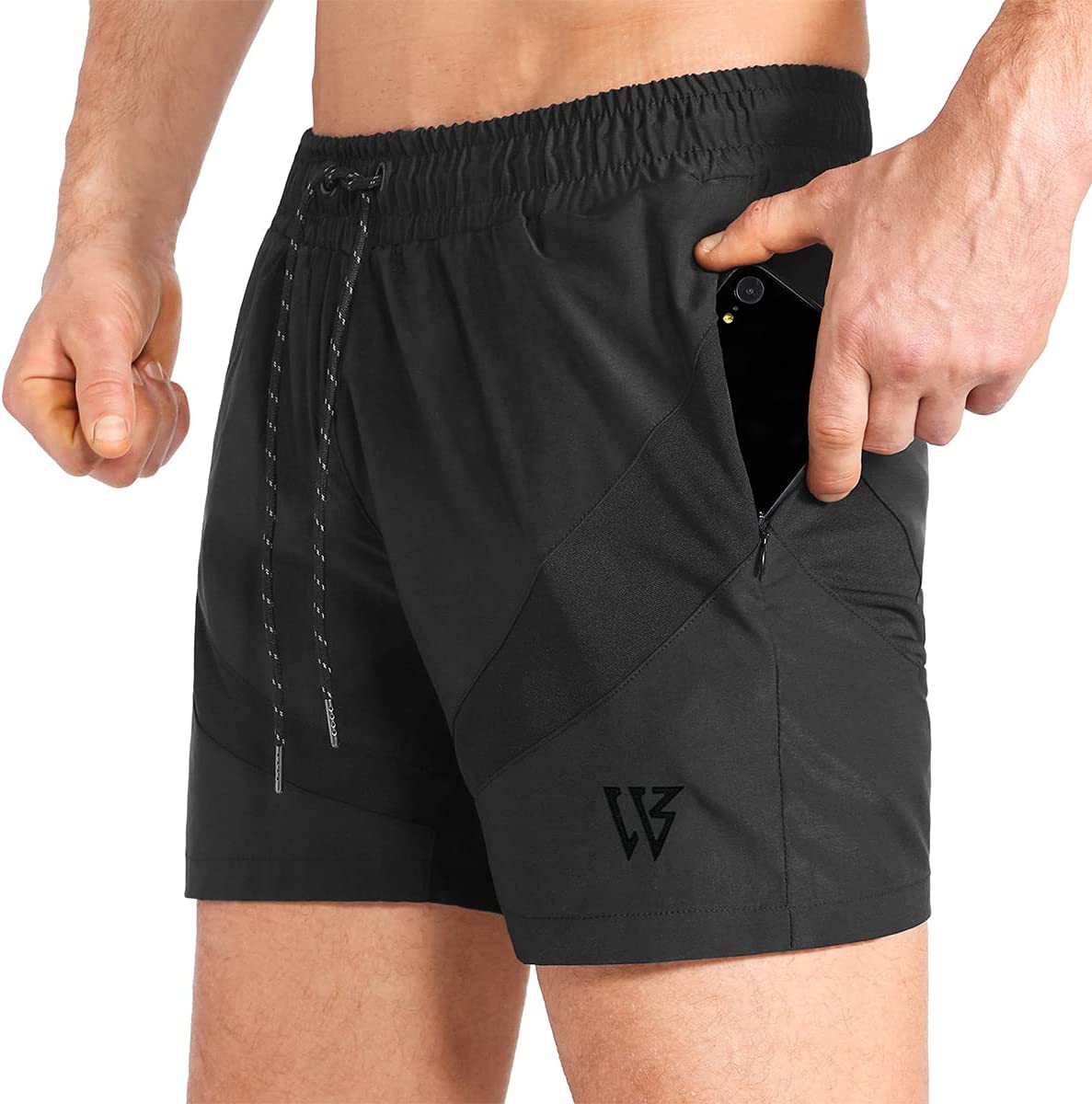 ZENWILL Mens Lightweight Running Sport Shorts Athletic Men Short with Zip Pocket