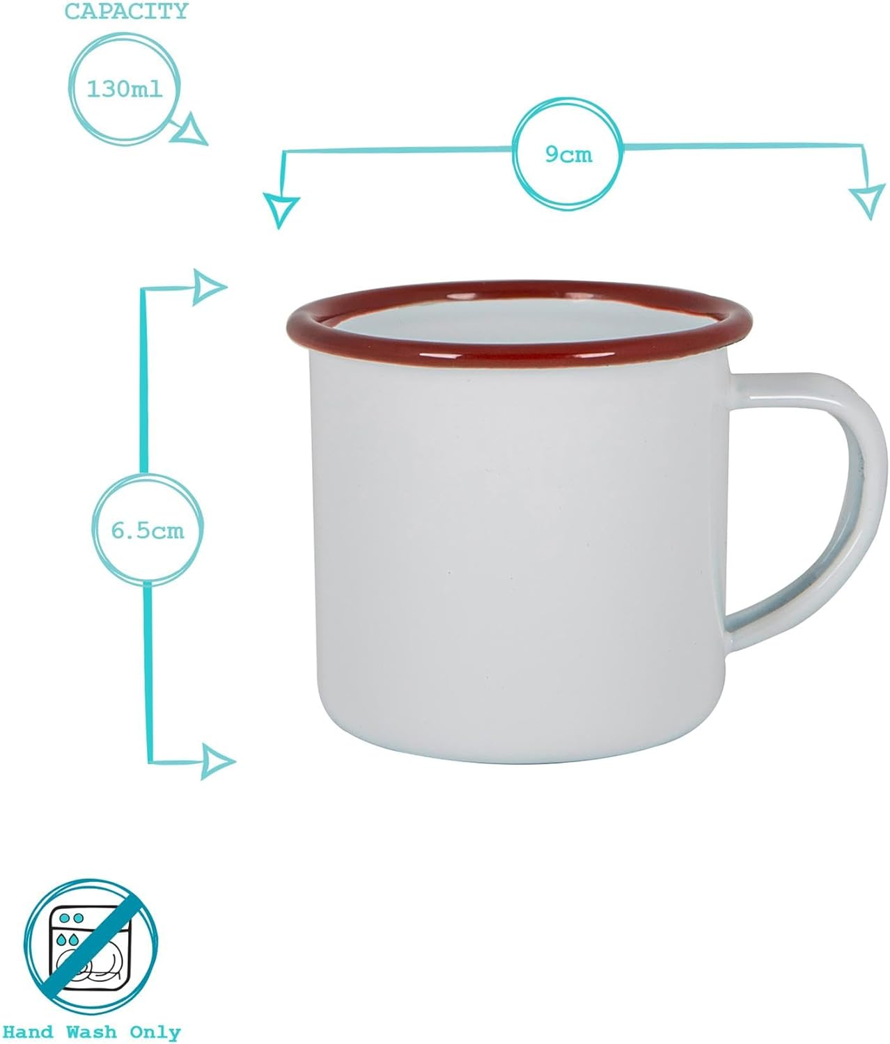 Argon Tableware Espresso Cups - 130Ml - Pack of 6 - Red Small Metal Insulated Coffee Mugs Lightweight Camping Cups for Drinking Tea, Hot Chocolate, Coffee image number 6