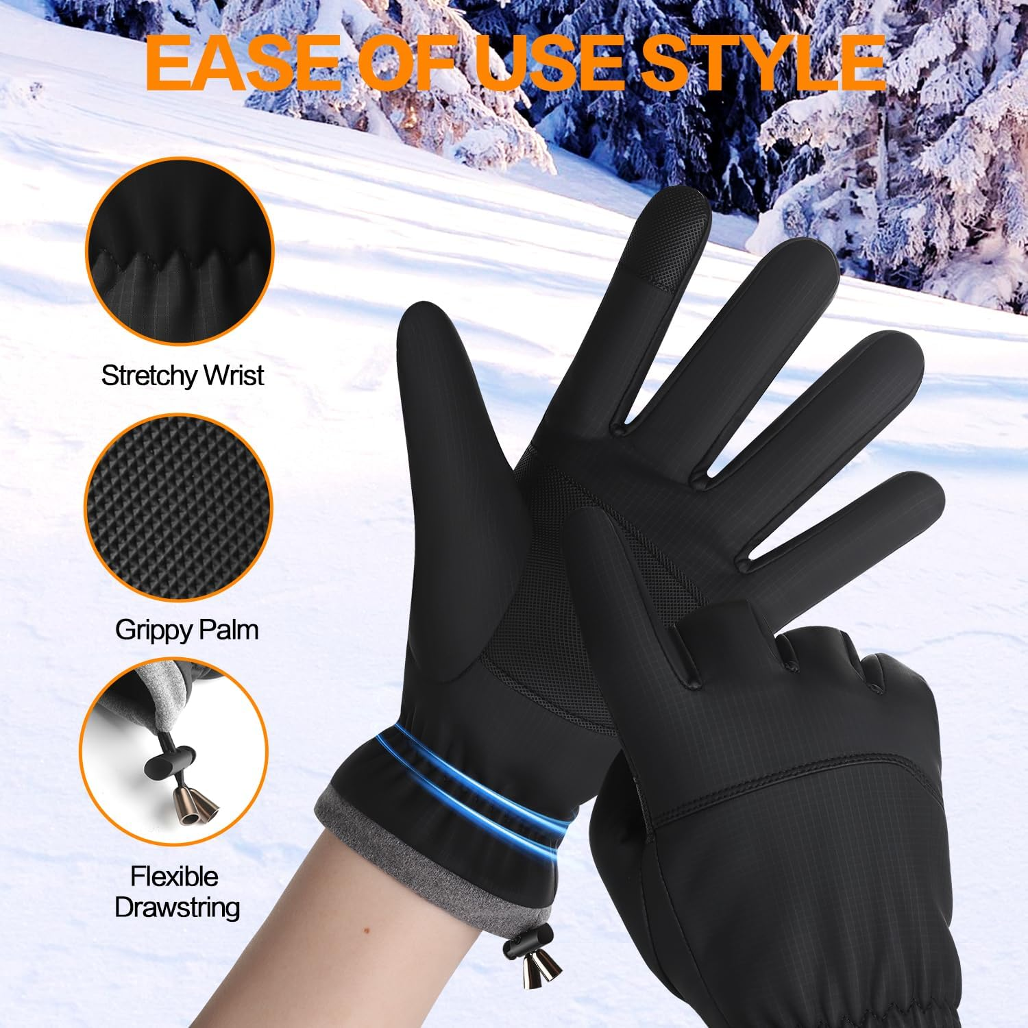 Winter Thermal Gloves for Women Men - Waterproof, Touchscreen Running, Cycling, Hiking, and More image number 2