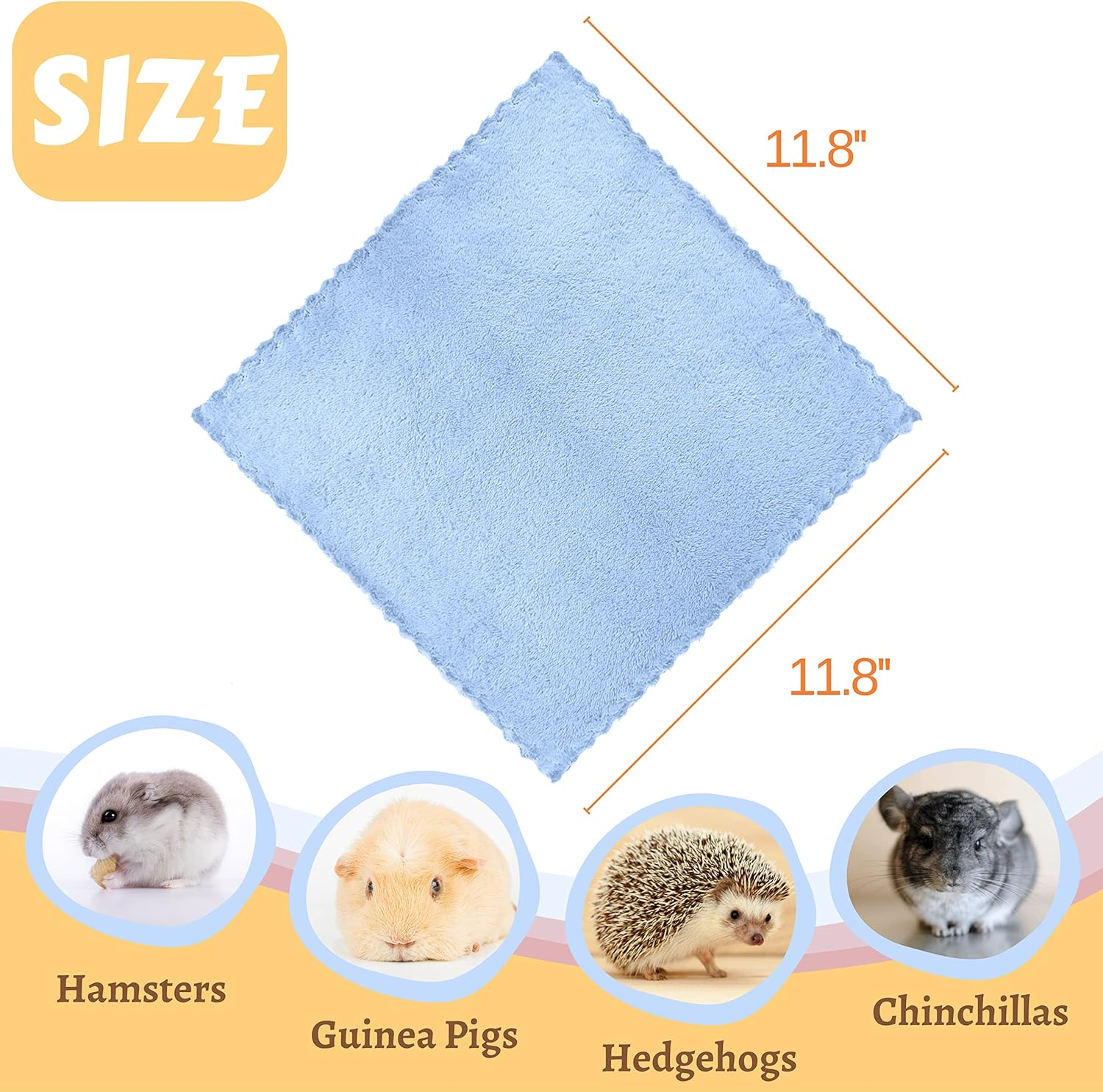 6 Pcs Guinea Pig Blankets Small Animal Fleece Bedding Washable Cage Liner Ultra Soft Hedgehog Pad Sleep Mat Ferret Beds Cage Accessories for Rat image number 3