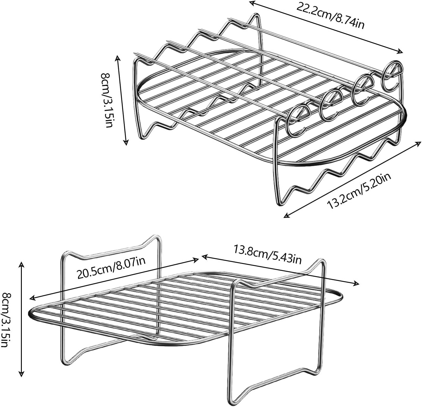 BBQ Grill Rack,Stainless Steel Double Layer Rack for Cooking | Stainless Steel Grill Expander Rack for Hiking, Camping, Outdoor and Travel image number 2