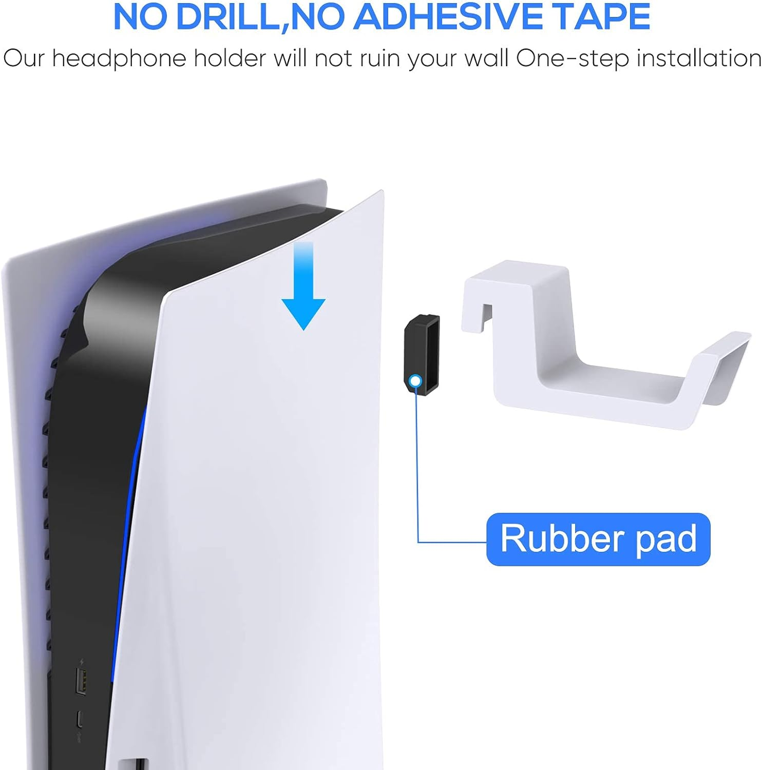 FYOUNG Headset Holder for Ps5/Slim/Pro, Hook Hanger for Headphone Stand, Compatible with Playstation 5 Consoles (White)