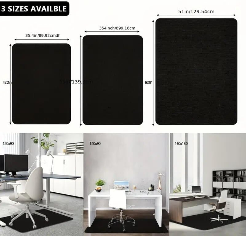Office Chair Mat for Hardwood Floors or Carpet 140X180Cm - Non-Slip Office Mat for Rolling Chairs with TPR Rubber Backing, Heavy Duty & Cuttable Desk Floor Protector Mat for Home Office image number 3