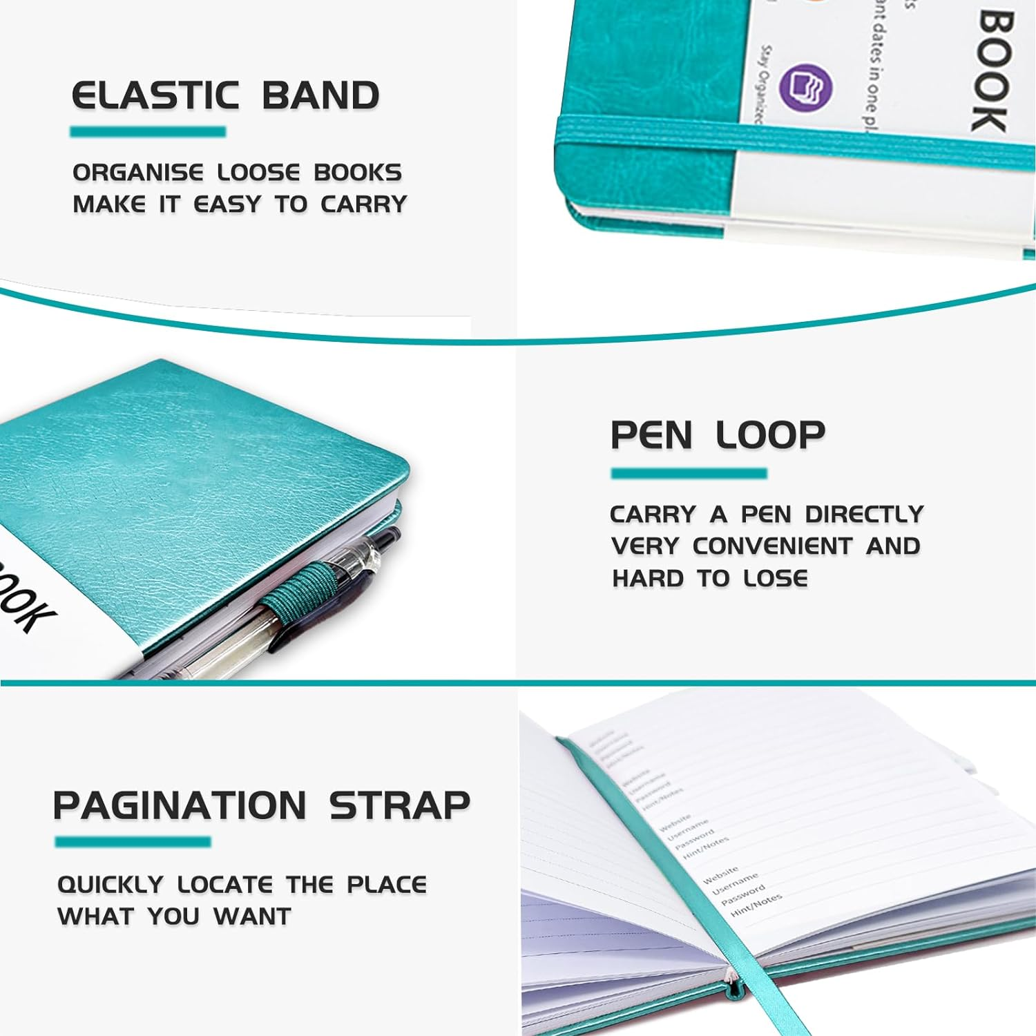 B6 Password Book with Alphabetical Tabs,Password Keeper Book Pocket,Hardcover Password Book Small,Internet Password Book for Computer Website Logins&Internet Address Password Organizer(Blue) image number 1