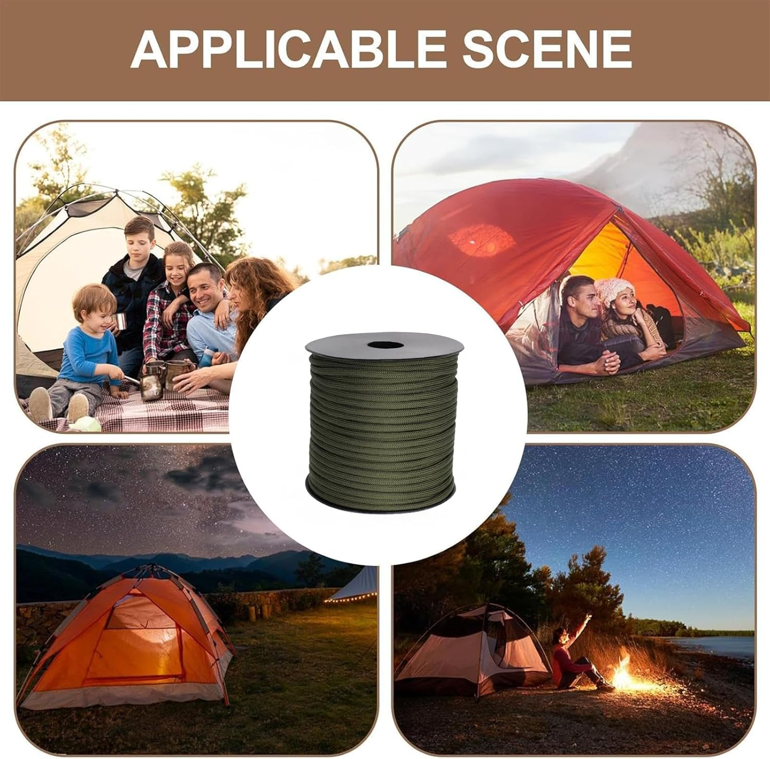 50M Military Paracord 9 Strand Core 4Mm Tactical Paracord Cord Heavey Duty Paracord Rope Type III Paracord Camping Accessories DIY Weaving Rope Outdoor Survial Equipment (Army Green, 50M) image number 6