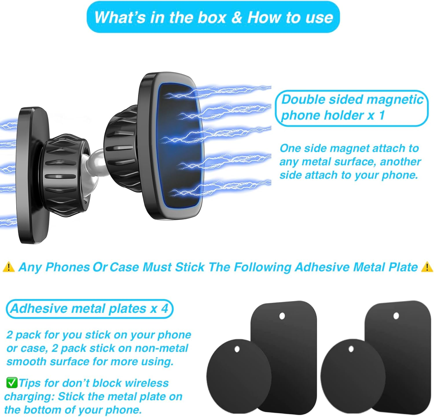 Magnetic Phone Mount Holder, [12 Super Magnets] Dual Gym Phone Holder, [Pocket Size] Double Sided for Gym Attach to Any Metal Surface Compatible with All Phones image number 3