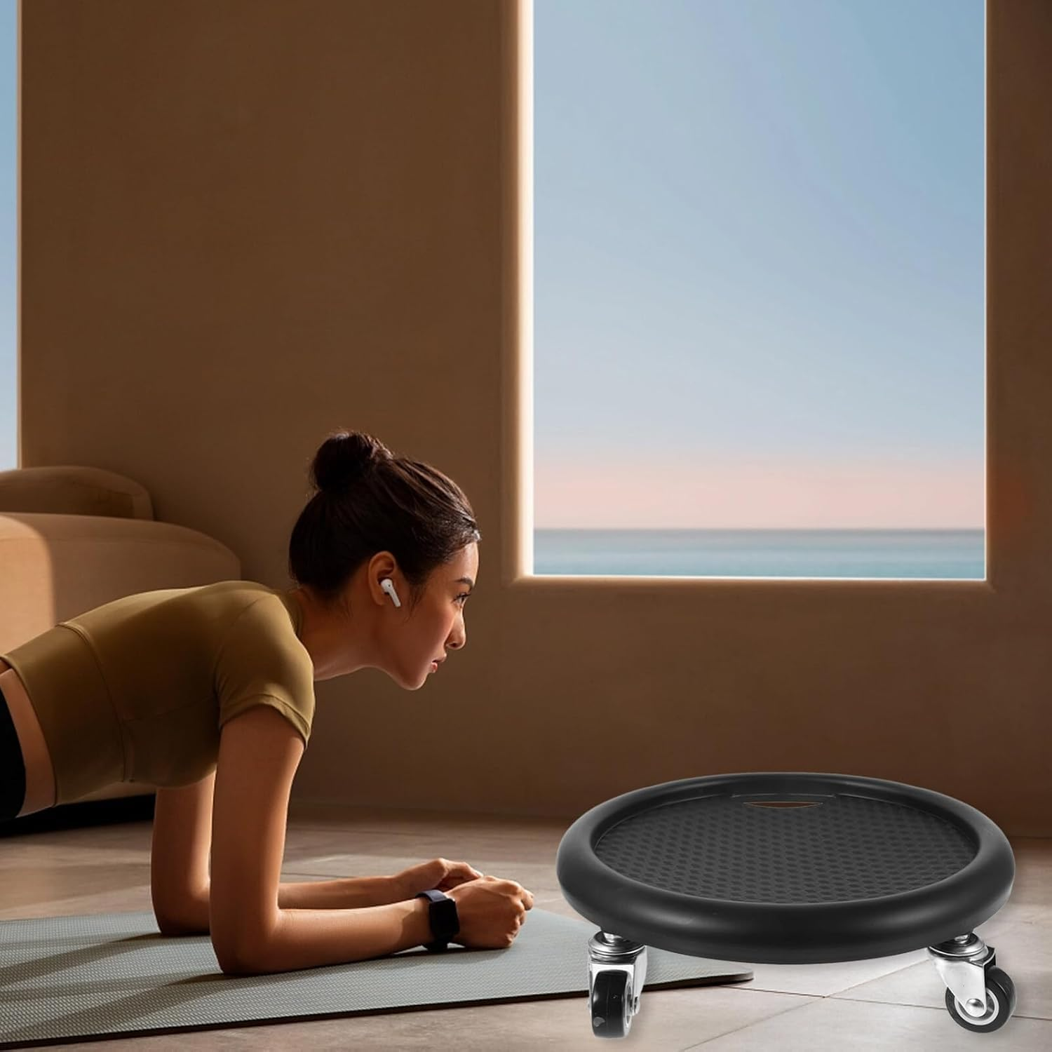 Ab Roller Wheel with 4 Rollers &ndash; Core Coaster Abdominal Muscle Trainer Disc for Home Gym, Core Strength Workout, Ab Exercise Equipment for Fitness Training image number 2