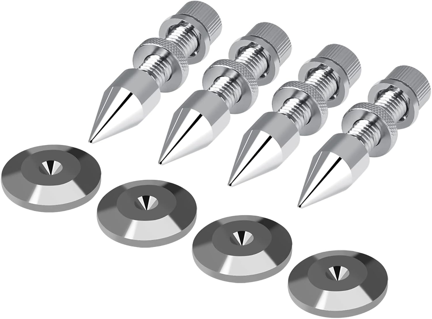 4 PCS Speaker Spike, Silver Copper Speaker Spike Set, Speaker Spike Isolation Stand with Base Pad Feet Mat for Subwoofer CD DVD Player Audio Amplifier Recorder, Hifi Speaker Fram image number 4