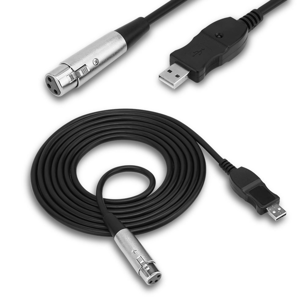 USB to XLR Cable, USB Male to XLR Female Microphone Mic Studio Audio Link Cable Adapter Black Audio Video Accessories USB Microphone Cable image number 4