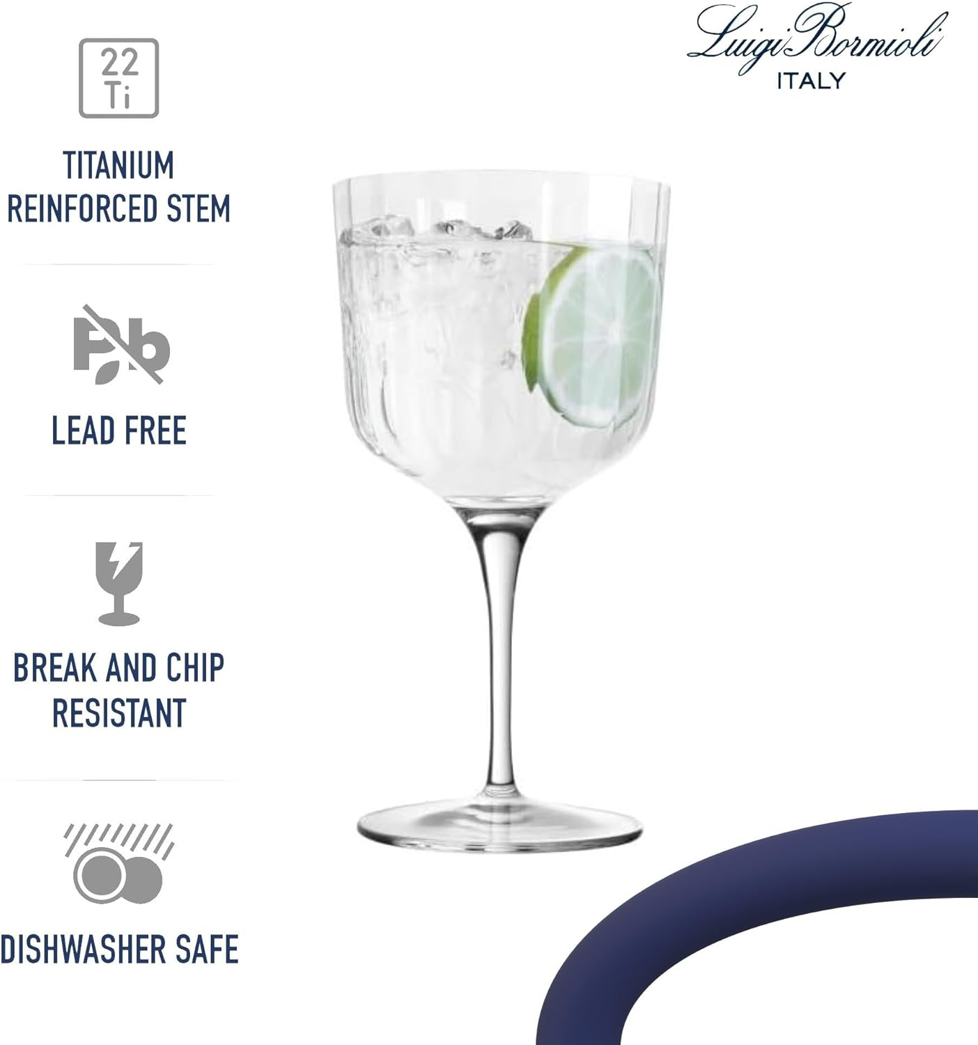 Luigi Bormioli C516 Bach Gin Glass 4-Pieces, 600 Ml Capacity, Clear, 4 Count (Pack of 1) image number 2