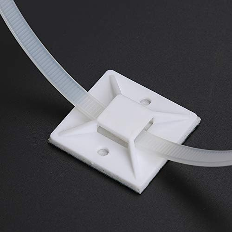 Self Adhesive Cable Tie Mounts - 3M Strongly Adhesive-Backed Zip Tie Base Holders for Home, Office Cable Wire Management(21Mm X 21Mm, White, 100Pack)