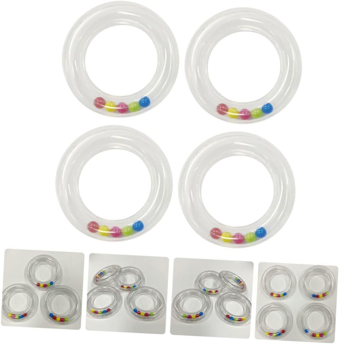 4Pcs Transparent Rattles Handheld Soothing Toys Funny Rattle Toys for Boy Girl Safe and Musical Instruments for Christmas and Birthdays image number 4
