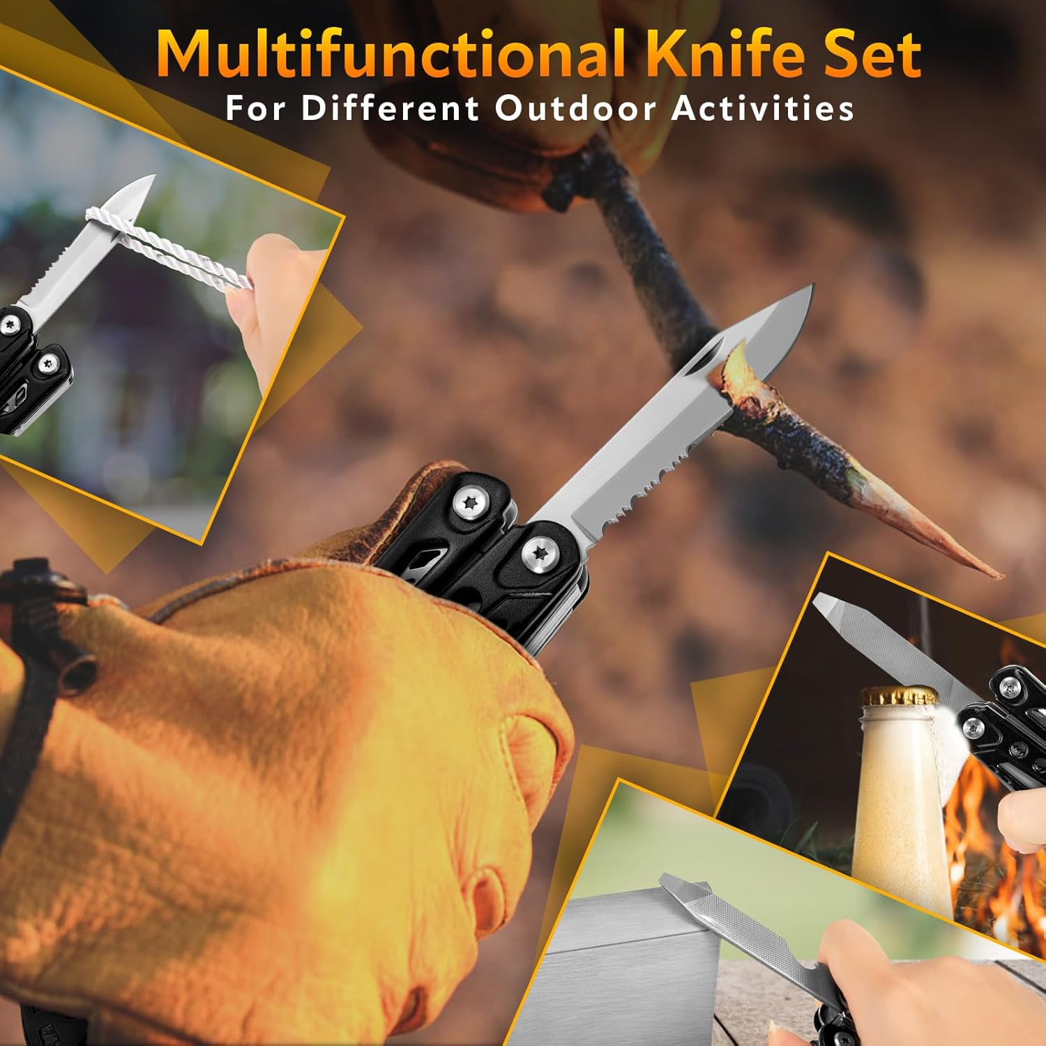 15 in 1 Multitool Claw Hammer Camping Accessories Gifts for Men Stocking Stuffers Multi Tool with Screwdrivers, Pliers, Pincers, All in One Cool Gadgets for Survival Camping Hiking Outdoor image number 3