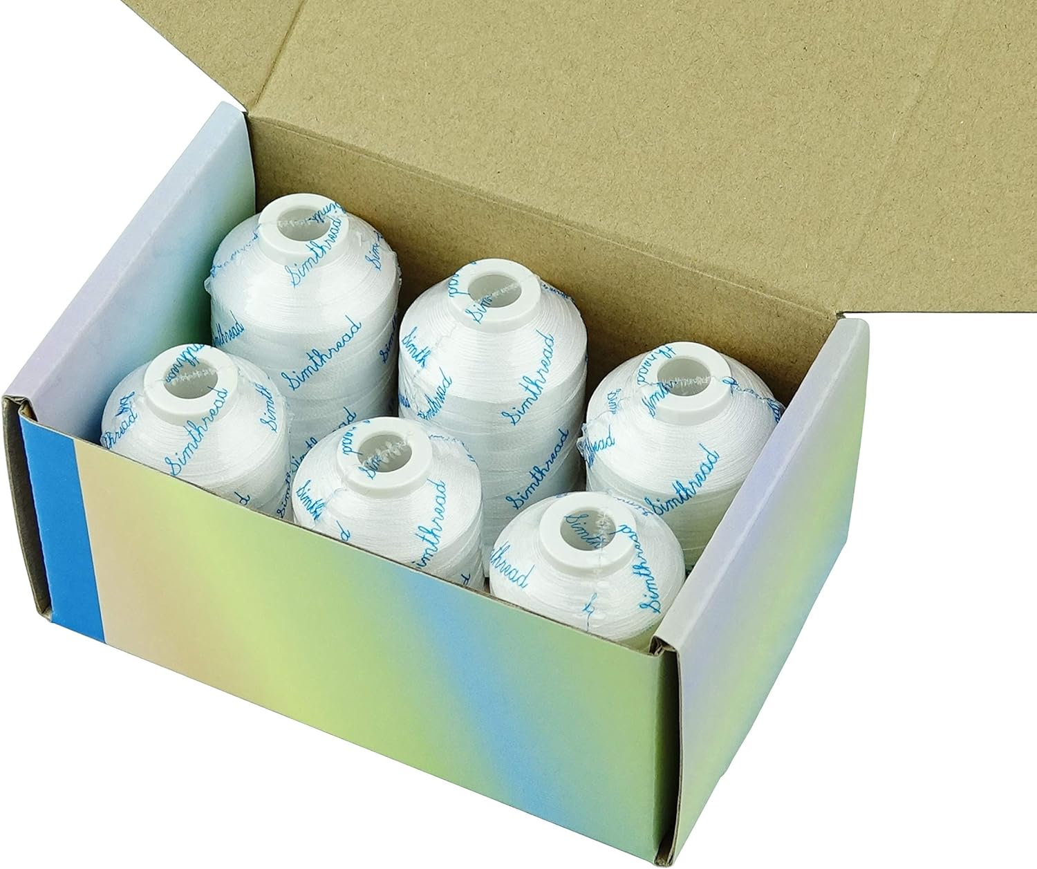 Simthread Polyester Embroidery Thread Black and White Colors for Embroidery and Sewing Machines (6 White) image number 1