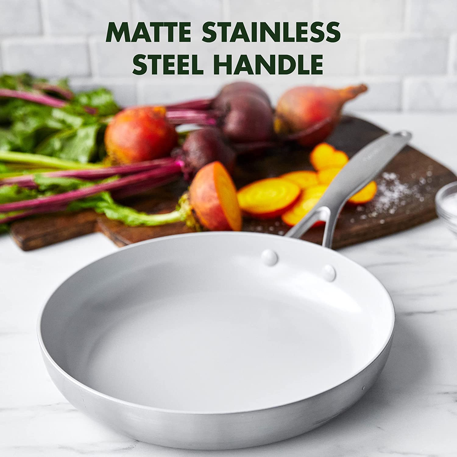 Greenpan Venice Pro Tri-Ply Stainless Steel Healthy Ceramic Nonstick 28Cm Frying Pan Skillet, Pfas-Free, Multi Clad, Induction, Dishwasher Safe, Oven Safe, Silver image number 3