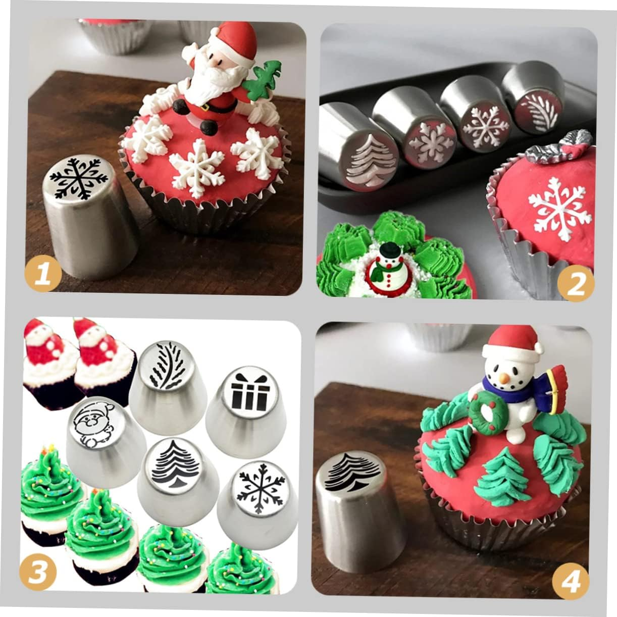 5Pcs Stainless Steel Decorating Nozzle Piping Tips Kit for Cake Christmas Piping Tip Baking Supplies for Cupcake Cake Home Decorations image number 6