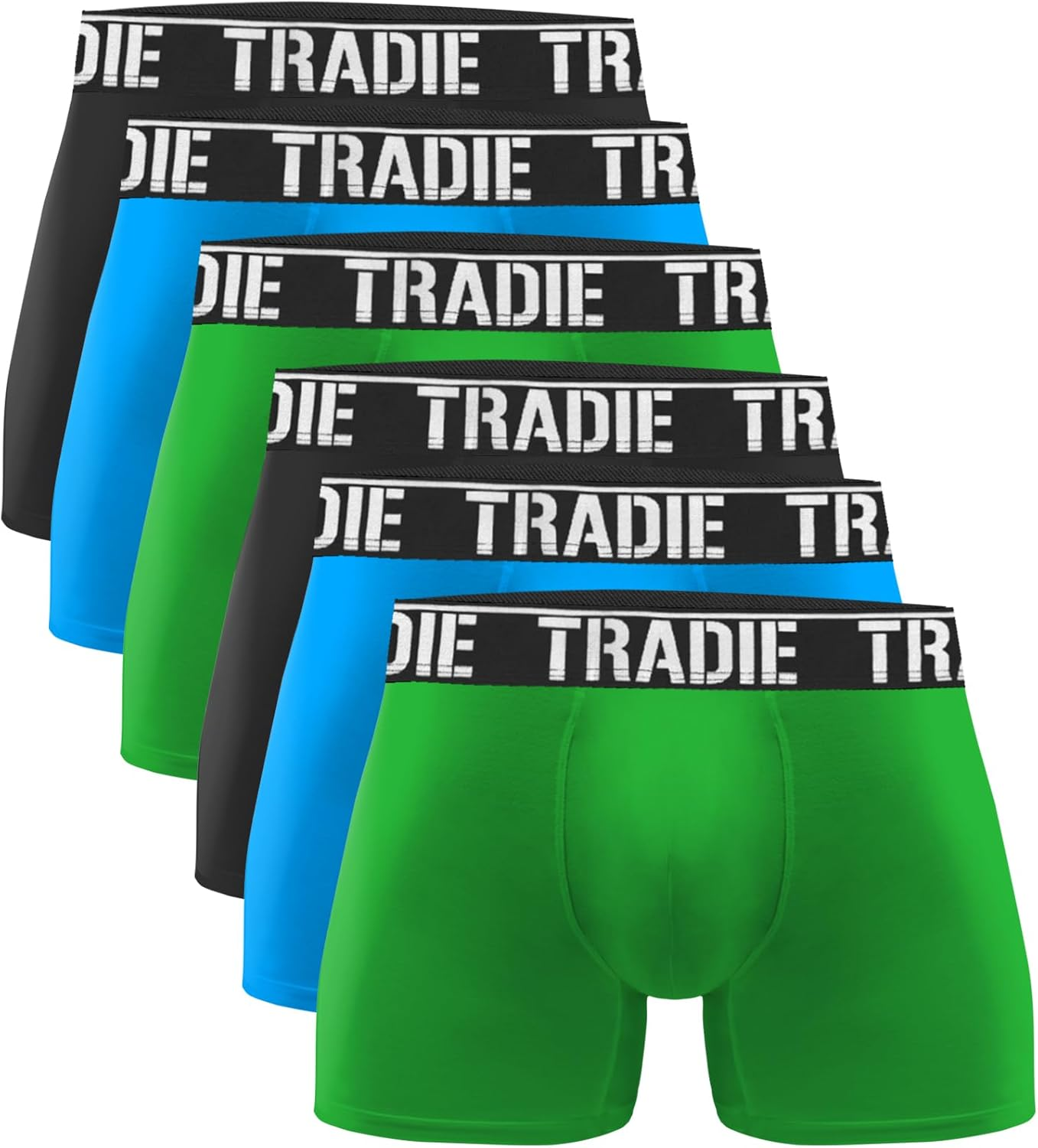 TRADIE Men'S Cotton/Elastane Fitted Trunk 6-Pack Mens Underwear, Stretch Cotton Fabric, Comfortable, Soft, Breathable Mens Boxer Brief, Value Pack Underwear for Men