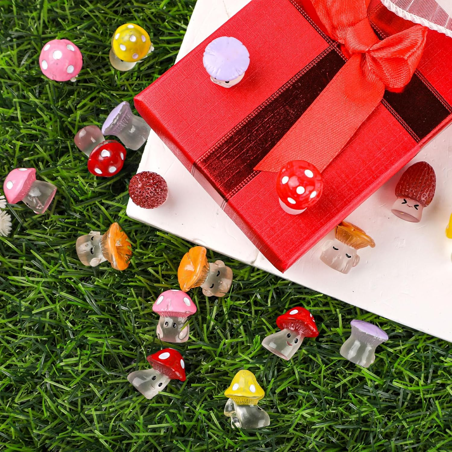 36Pcs Luminous Mini Mushrooms, Cute Tiny Glow in the Dark Figurines Miniature Resin Ornament Mushroom Statue Decor for Fairy Micro Landscape Patio Garden Potted Plants Craft Home Decoration image number 1