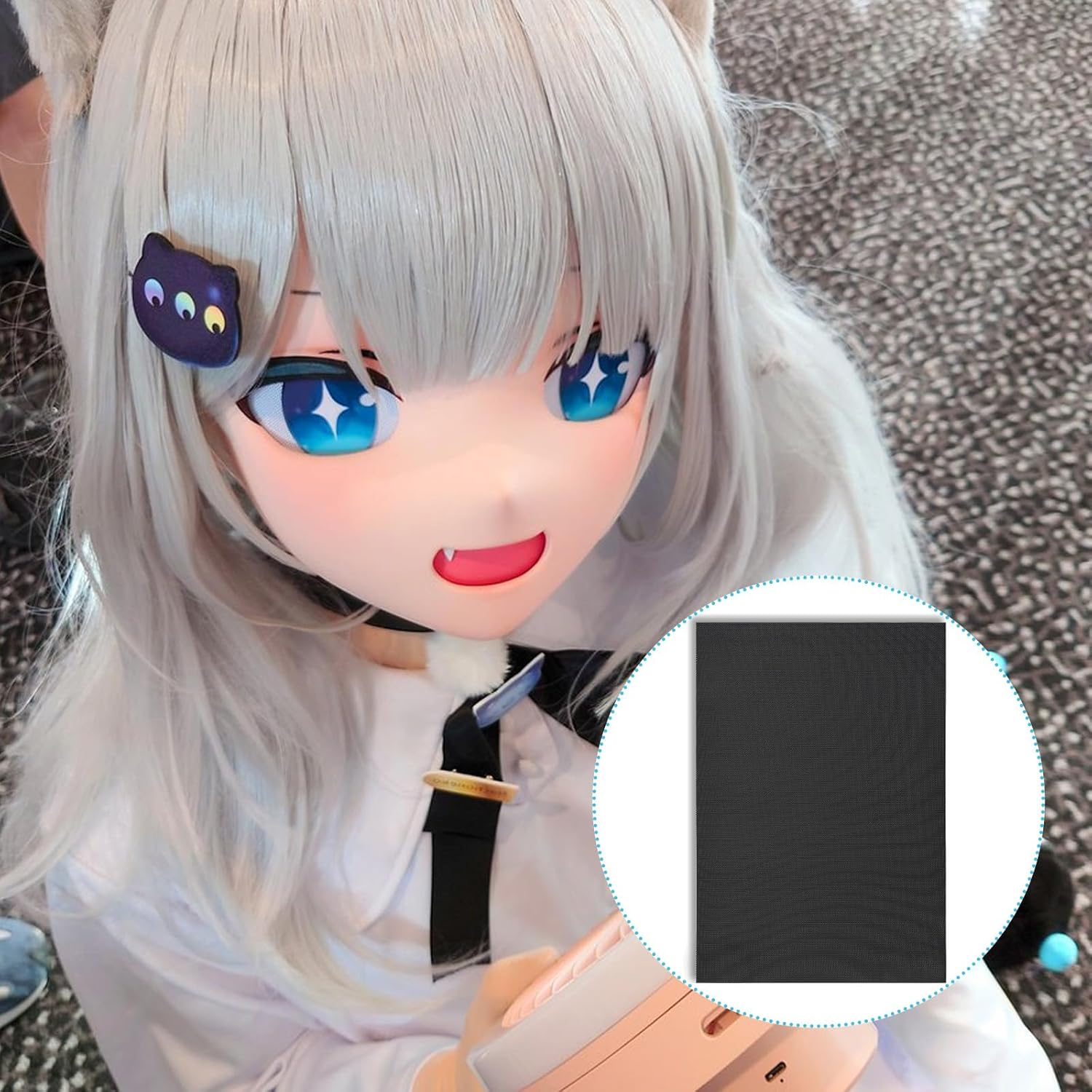 12 Pcs Eye Mesh Waterproof PVC Fursuit Eye Mesh for Cosplay and Therian Masks, 30 X 20 Cm Plastic Canvas for Cat Mask and Fursuit Crafting (Black) image number 3