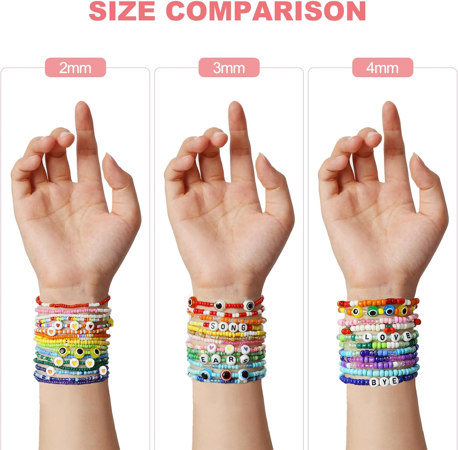 Redtwo 4Mm Glass Seed Beads for Jewelry Bracelet Making Kit, Small Beads Friendship Bracelet Kit, Tiny Waist Beads with Letter Beads and Elastic String, DIY Art Craft Girls Gifts. image number 6