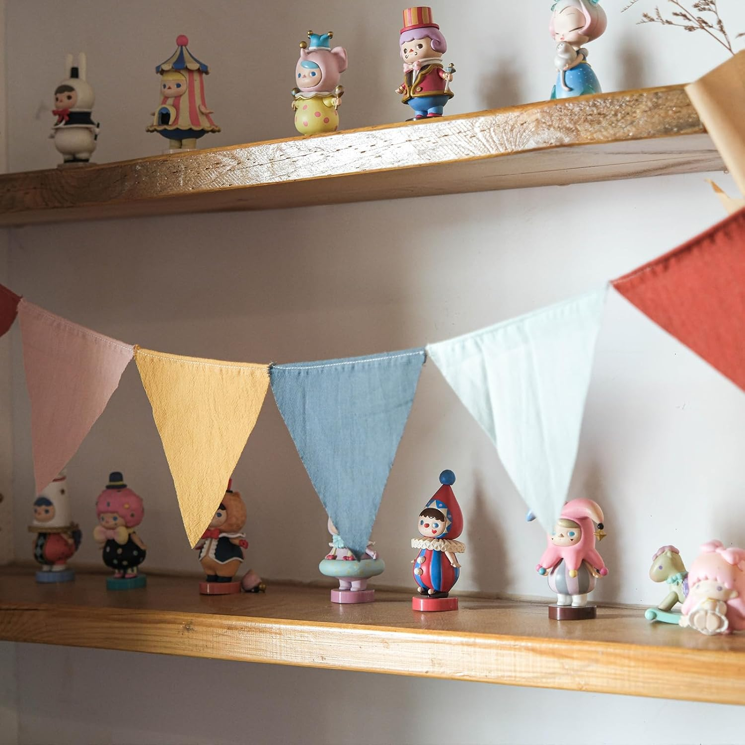 3.9Ft Half Circle Banner - Pastel Cotton Pennants for Kids Tent, Nursery & Birthday Party Decor Pastel Pennant Banner | Single Sided Hanging Banners (Set of 2) image number 1